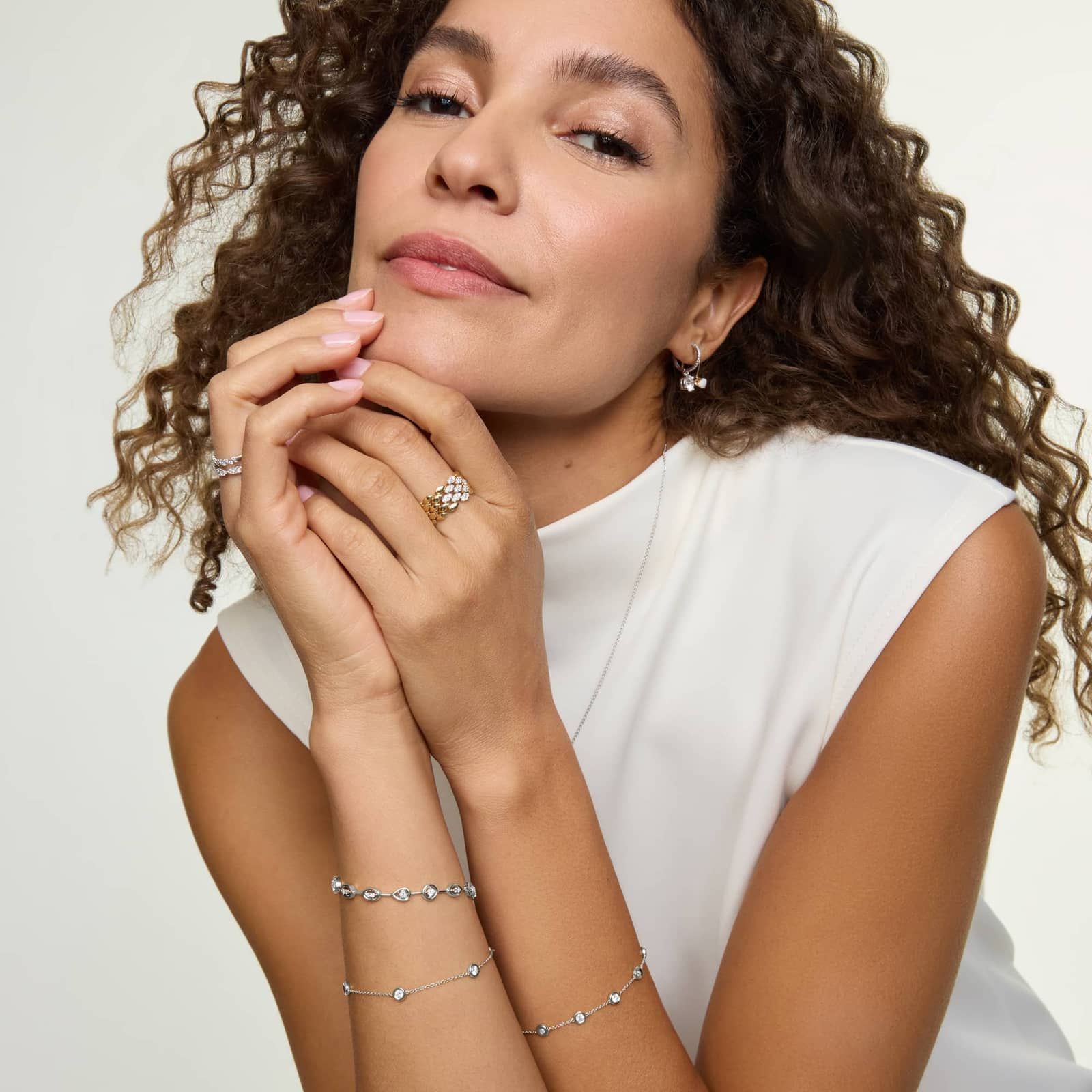 Mixed Shape Diamond Fashion Bracelet with Round and Baguette Diamonds in 14K White Gold