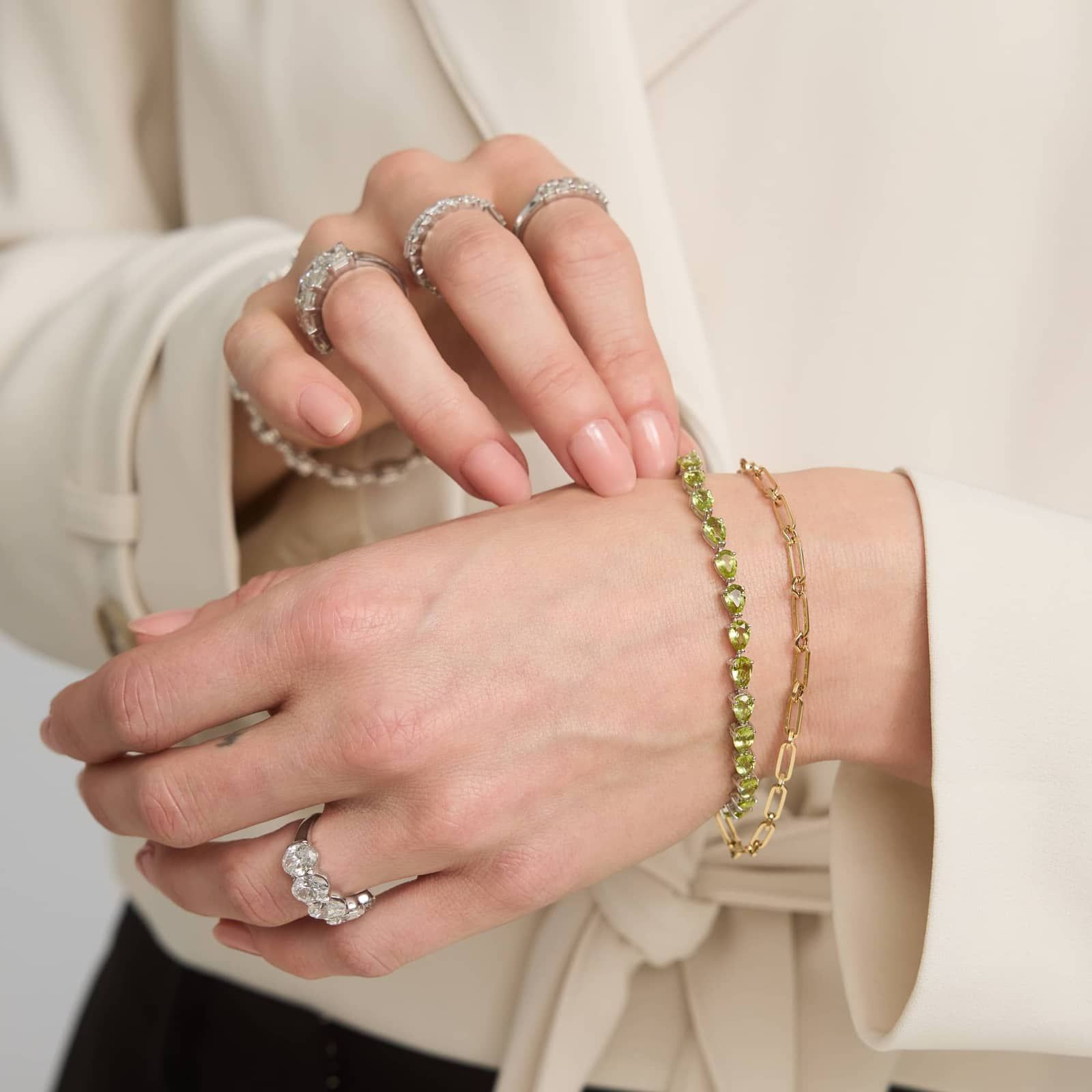 Pear Shaped Peridot Bracelet in Sterling Silver