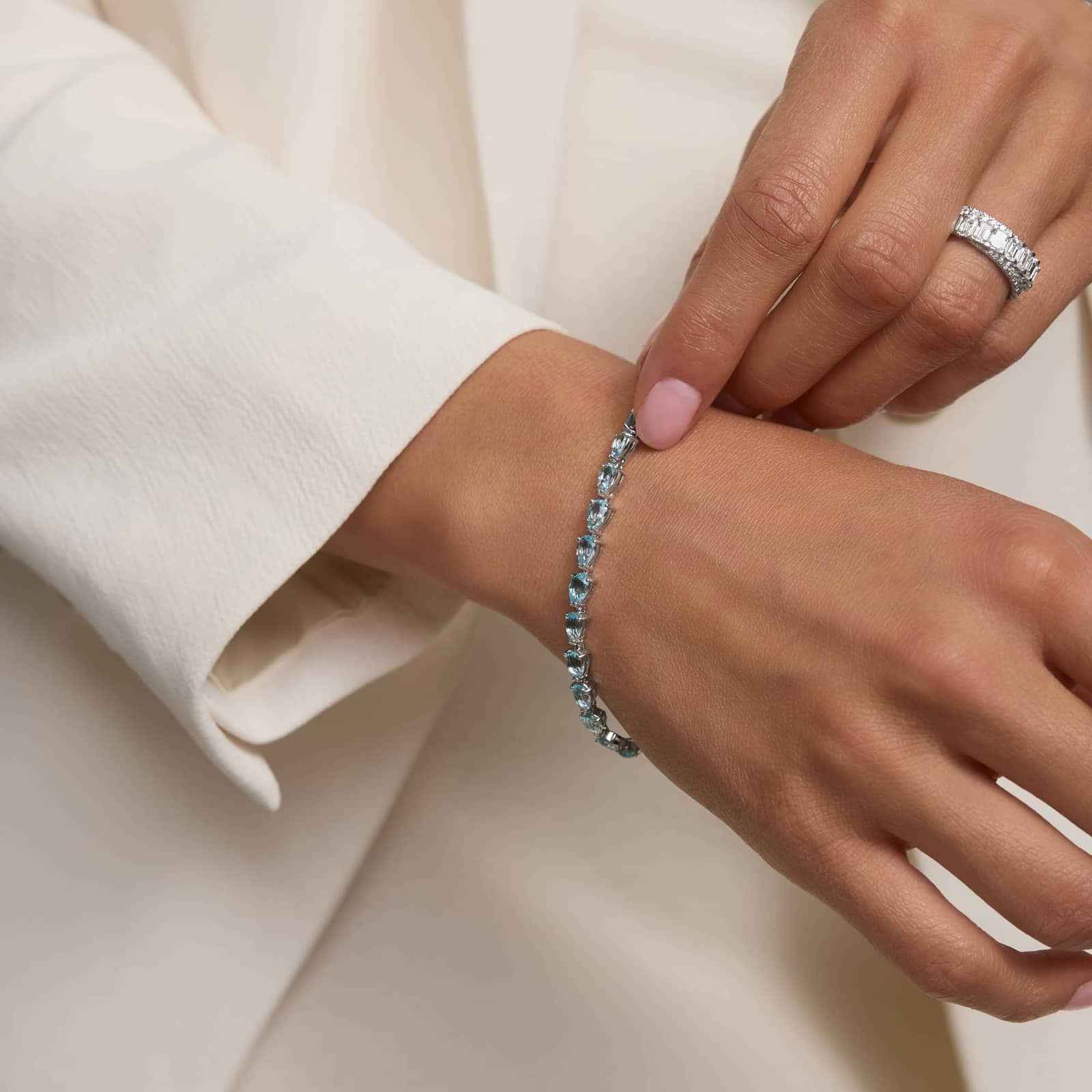 Pear Shaped Blue Topaz Bracelet in Sterling Silver