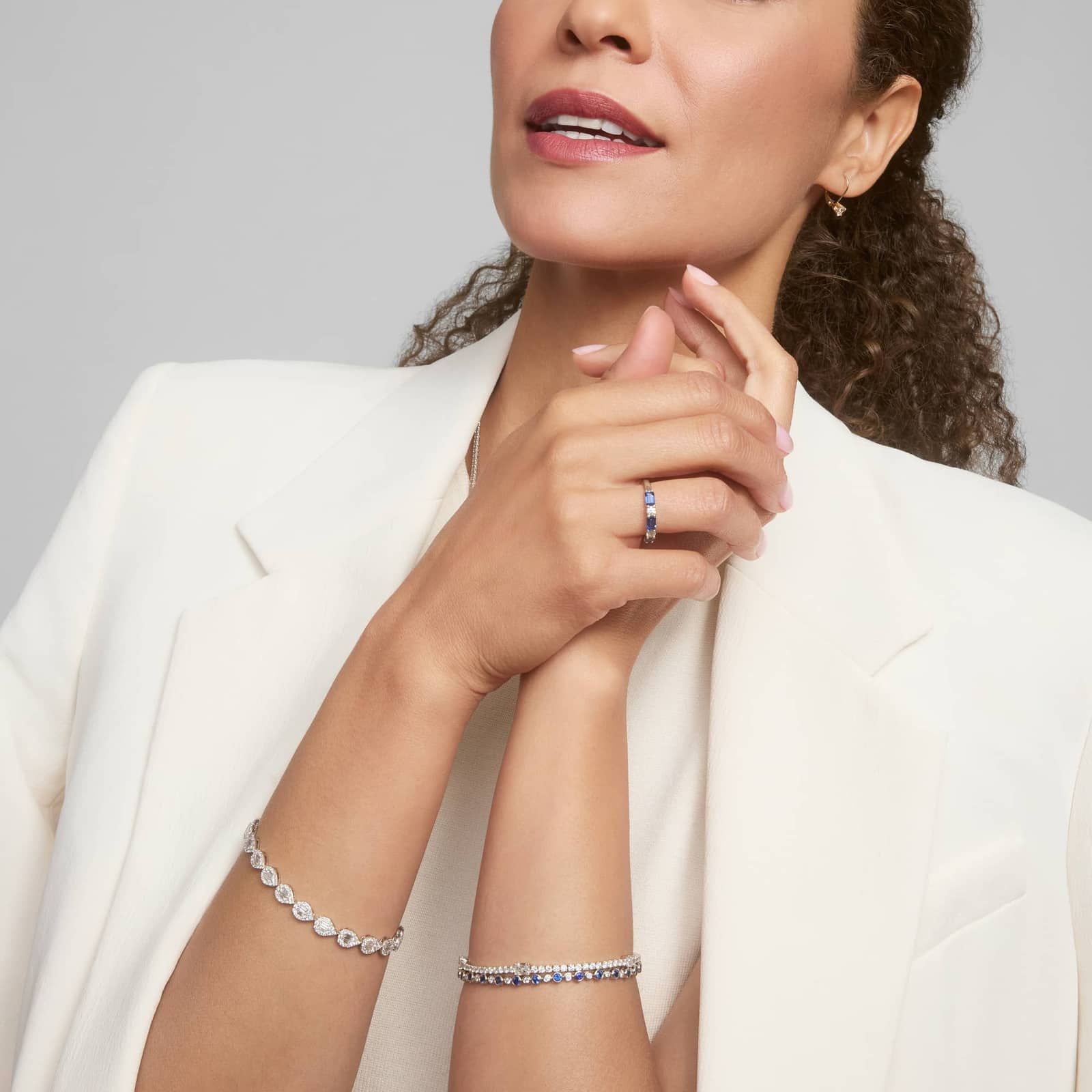 Diamond Bracelet with 4 CTW Baguette and Round Cut Lab-Grown Diamonds in 14K White Gold