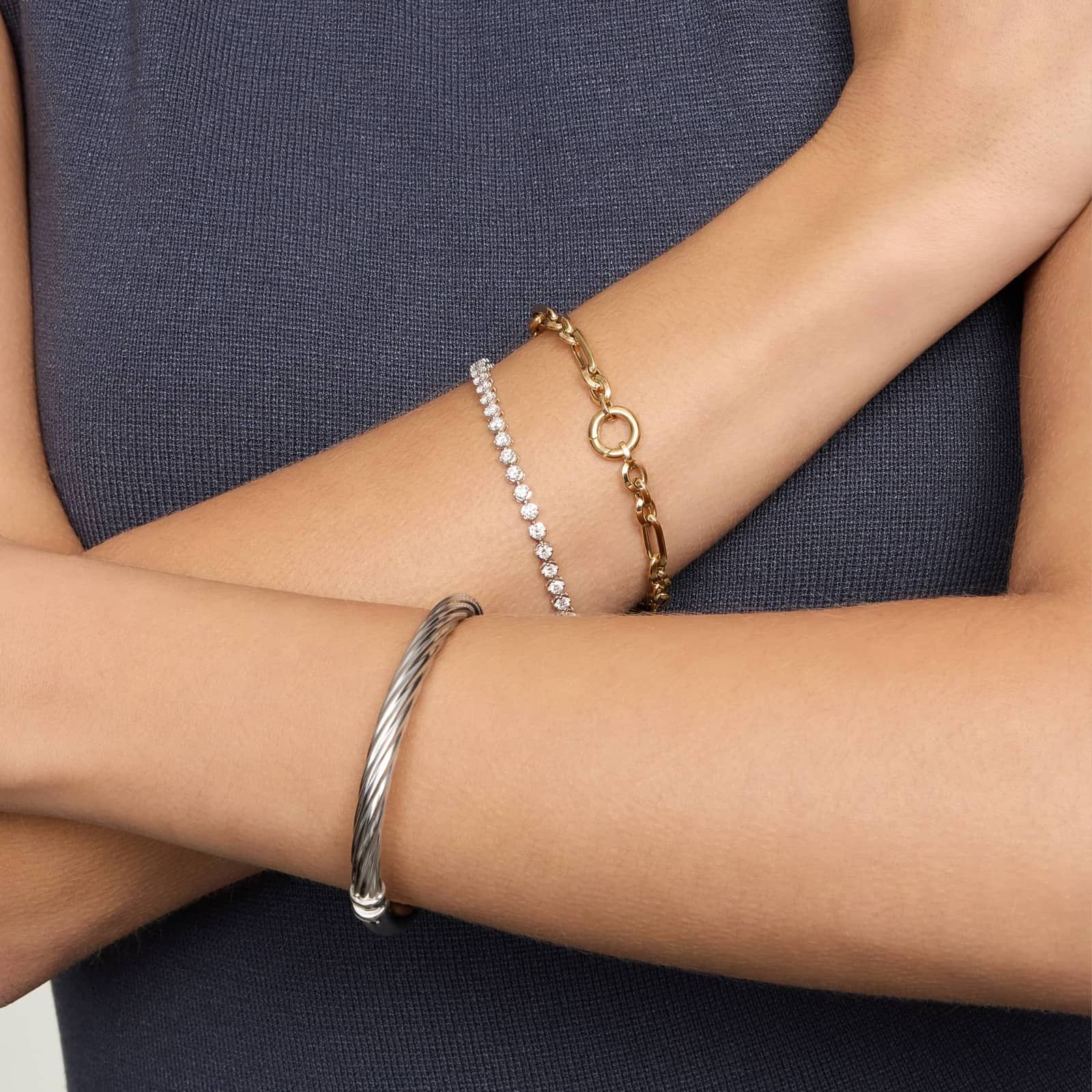 Sterling Silver Half Twisted Bangle