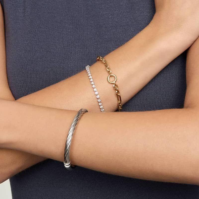 Sterling Silver Half Twisted Bangle