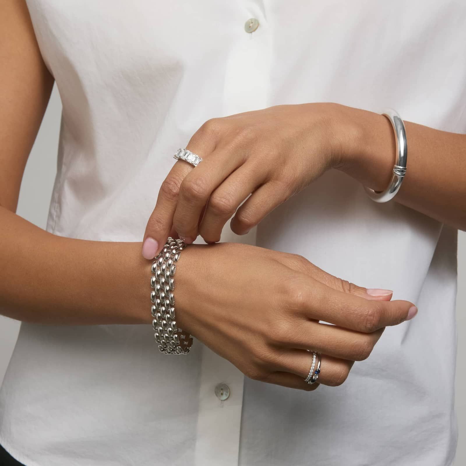 Large Panther Link Bracelet in Sterling Silver