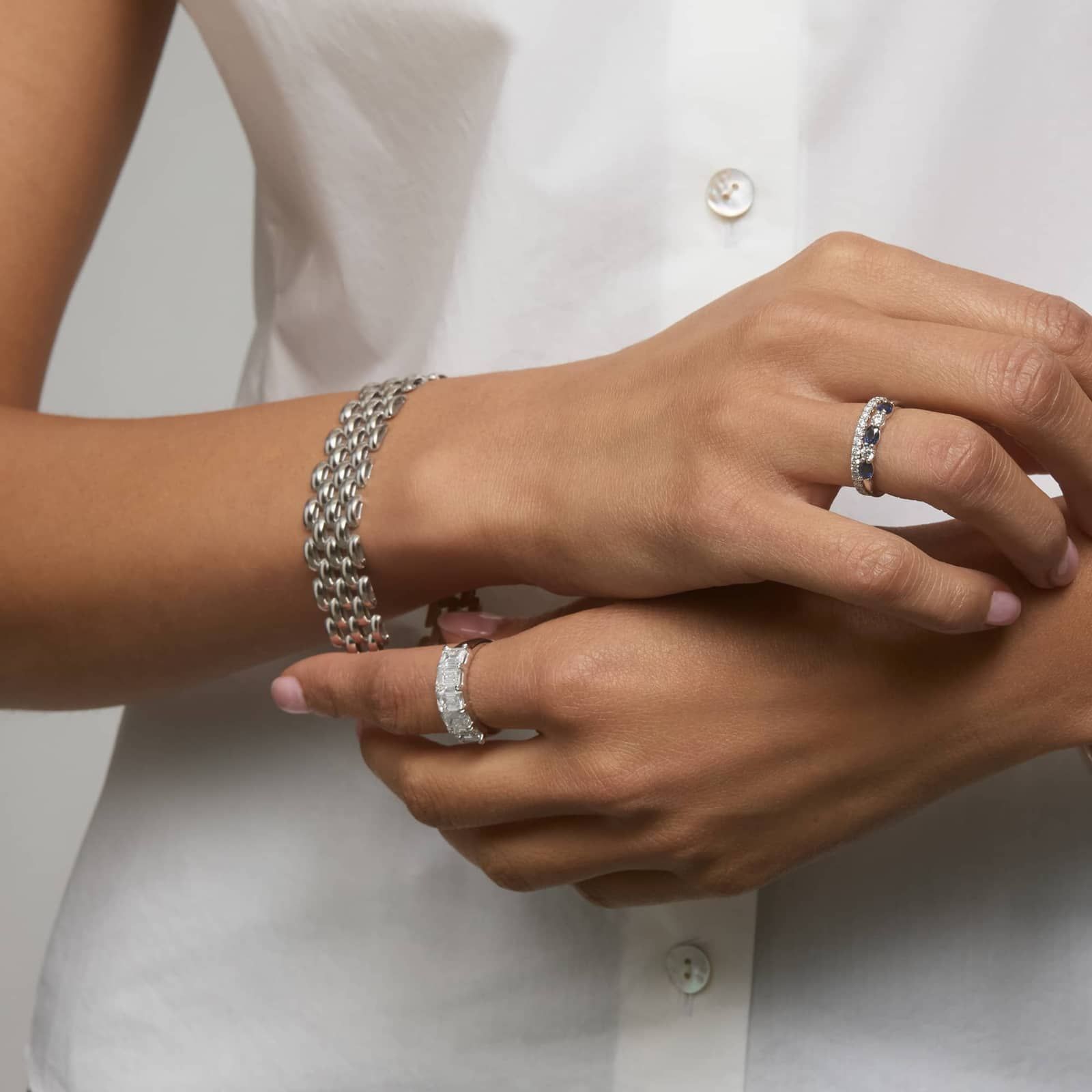 Large Panther Link Bracelet in Sterling Silver