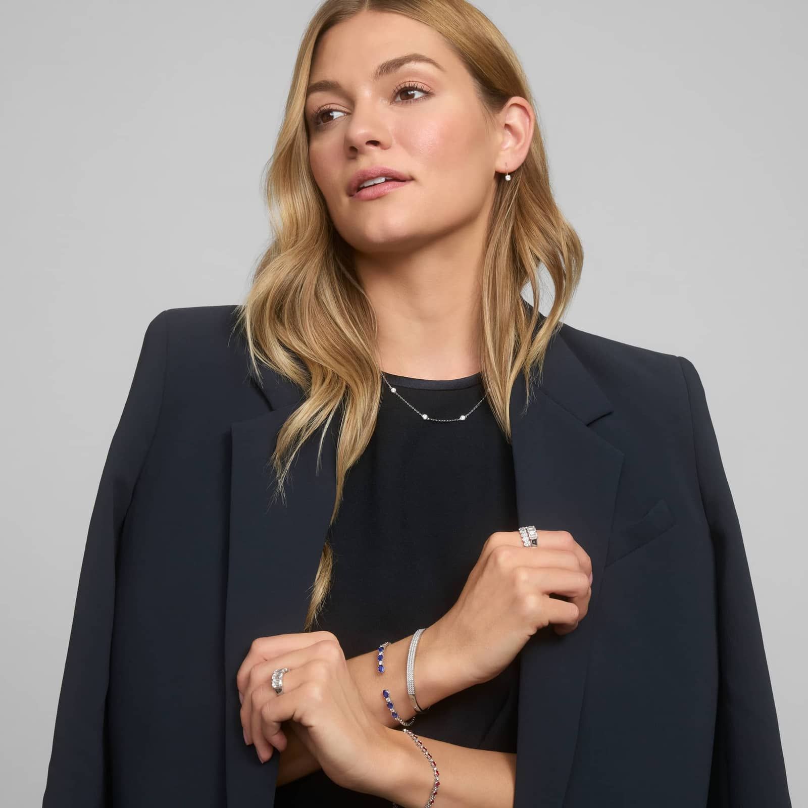 Three Row Diamond Bangle with 1.75 CTW Round Cut Lab-Grown Diamonds in 14K White Gold