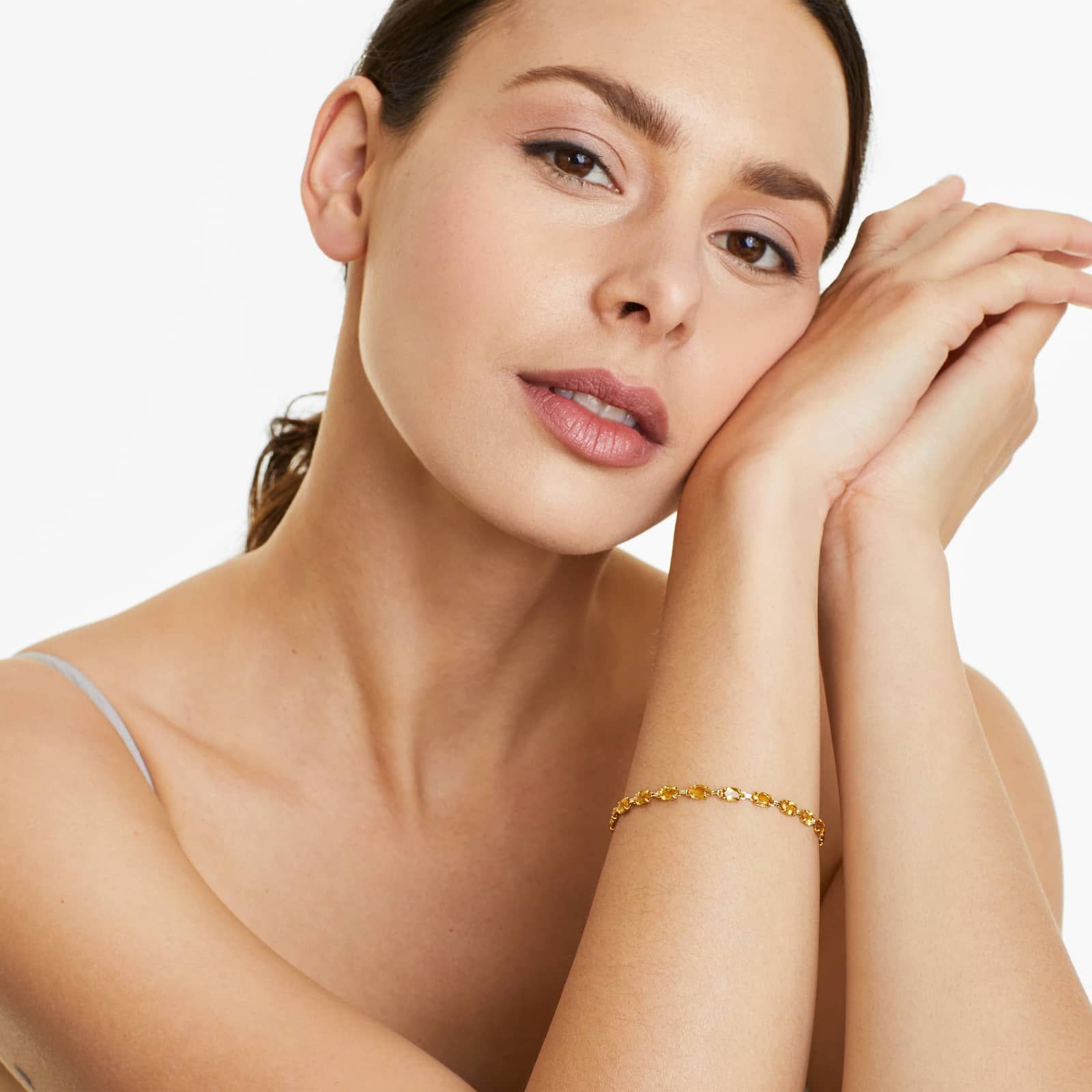 Citrine Line Bracelet In 14K Yellow Gold