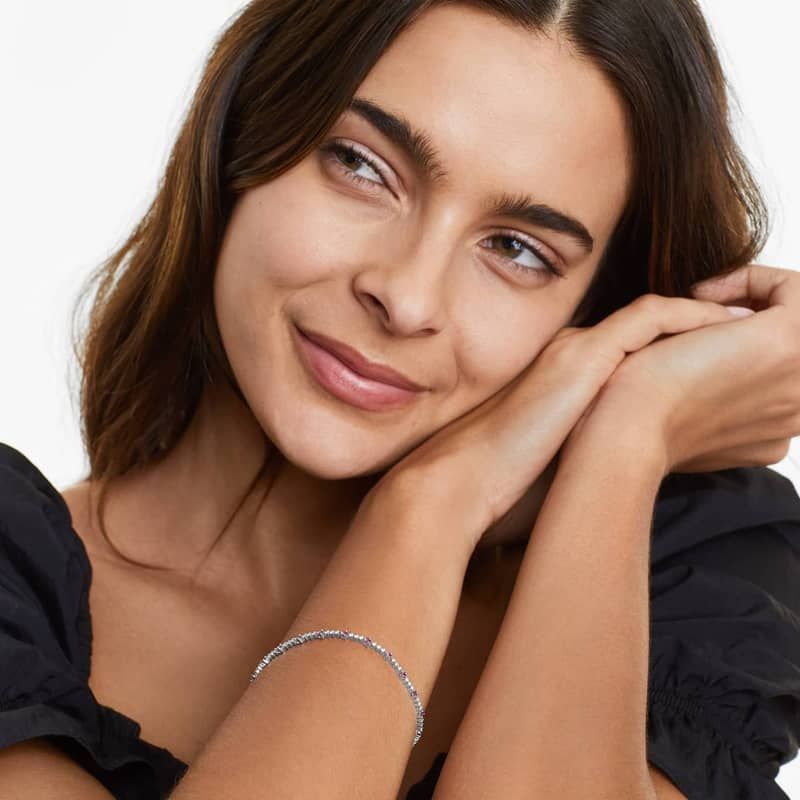 Perpetual Diamond And Ruby Tennis Bracelet In 14K White Gold