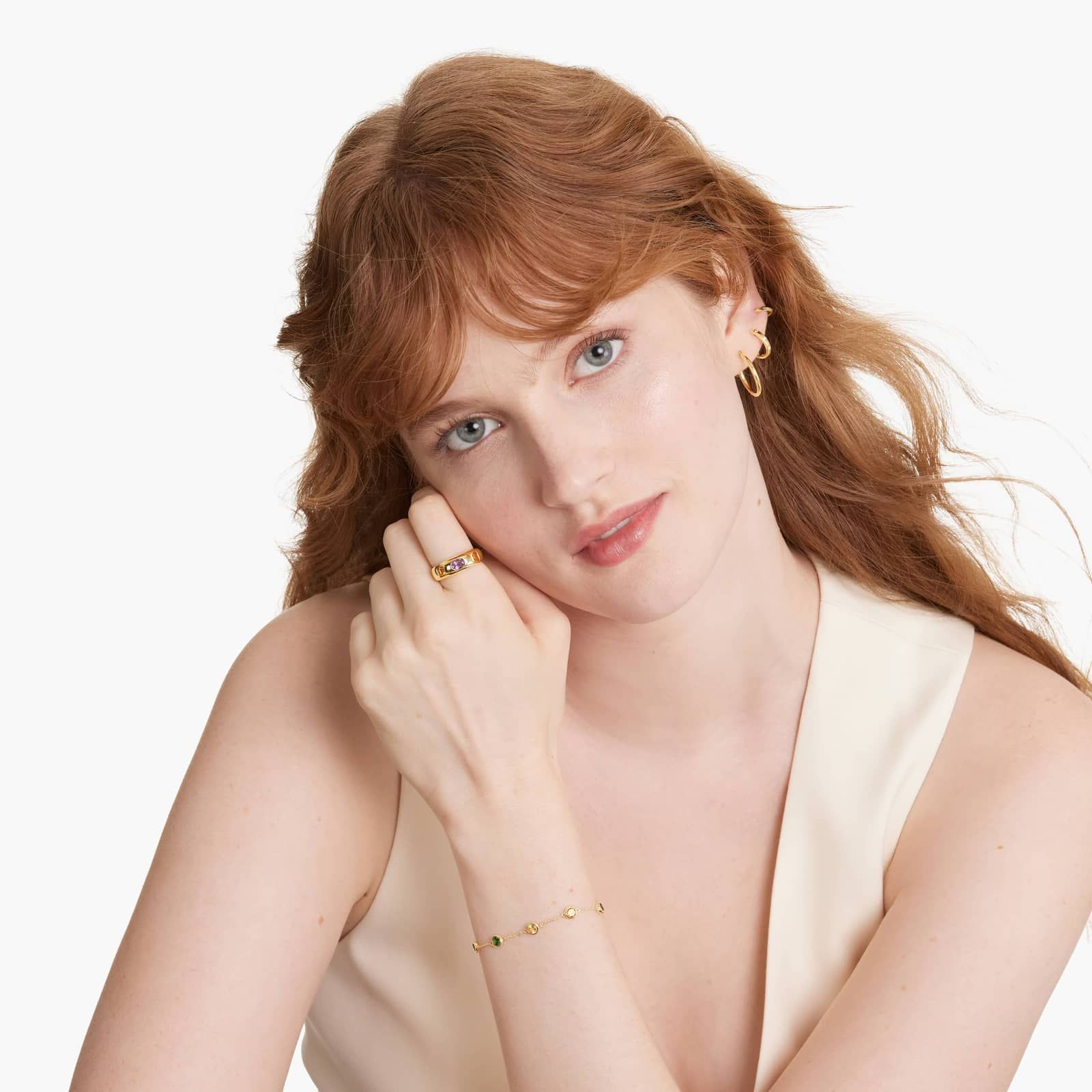 14K Yellow Gold Radiant Reflections Multi-Gemstone Station Bracelet