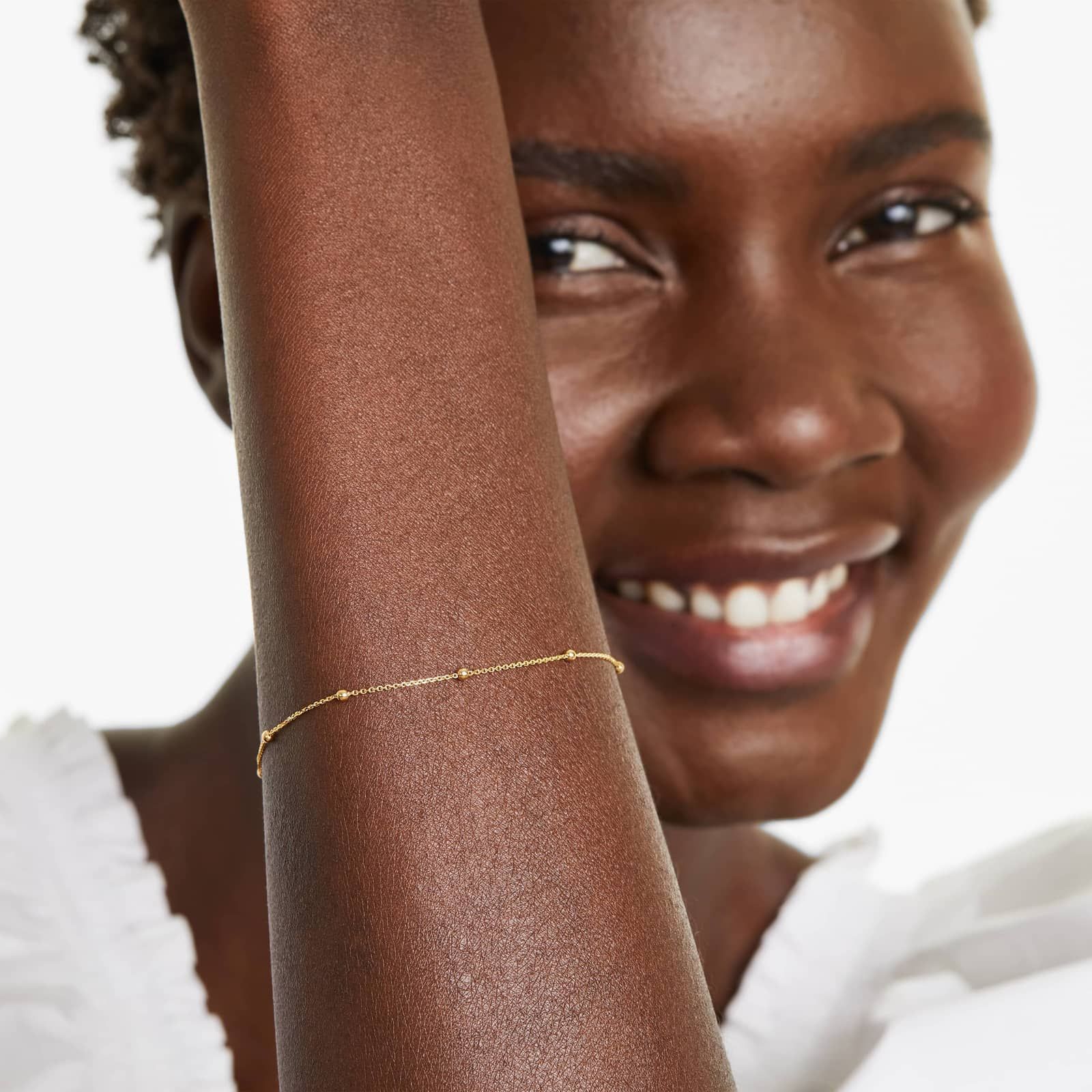 Ball Station Bracelet In 14K Yellow Gold