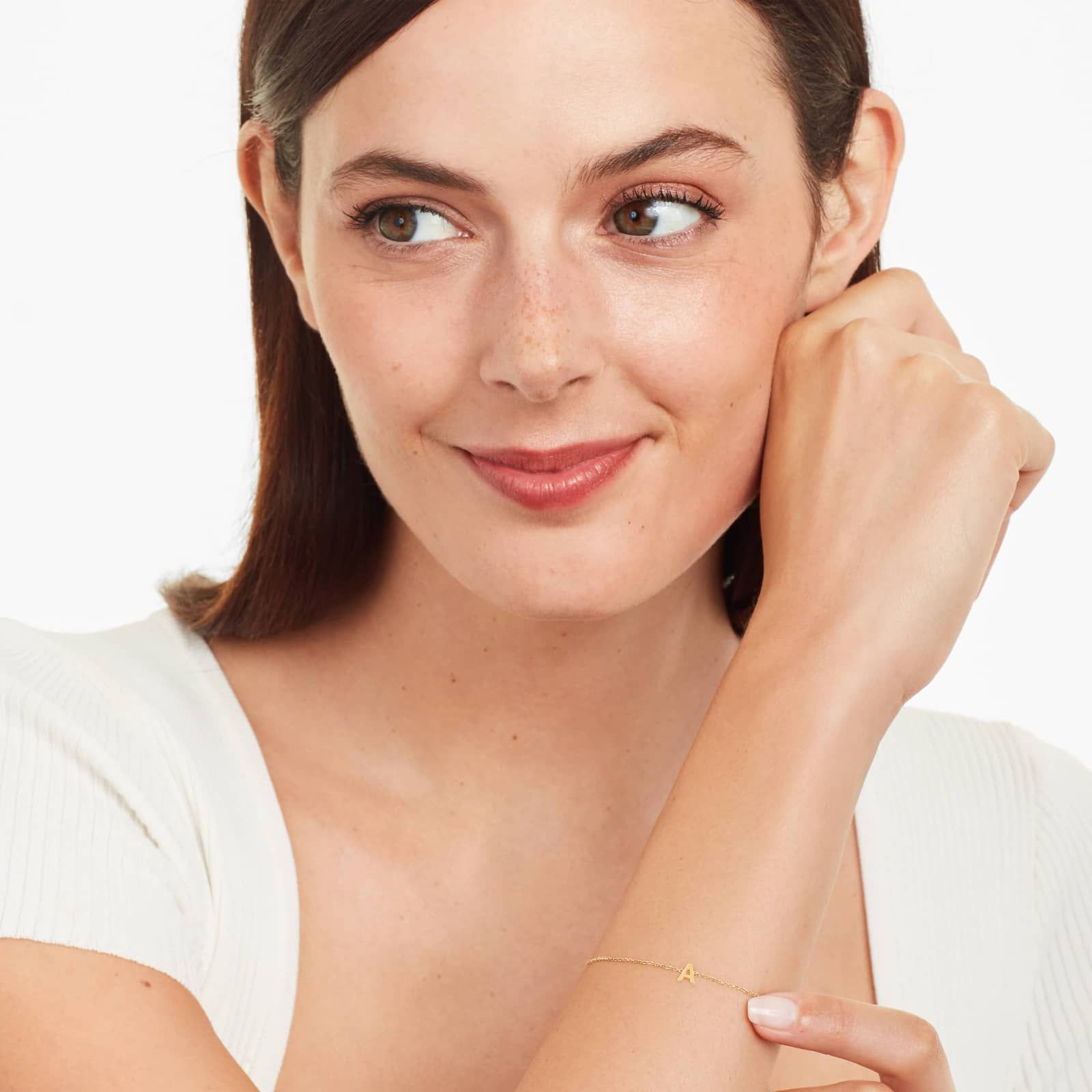 Mini Initial A Bracelet In 14K Yellow Gold
