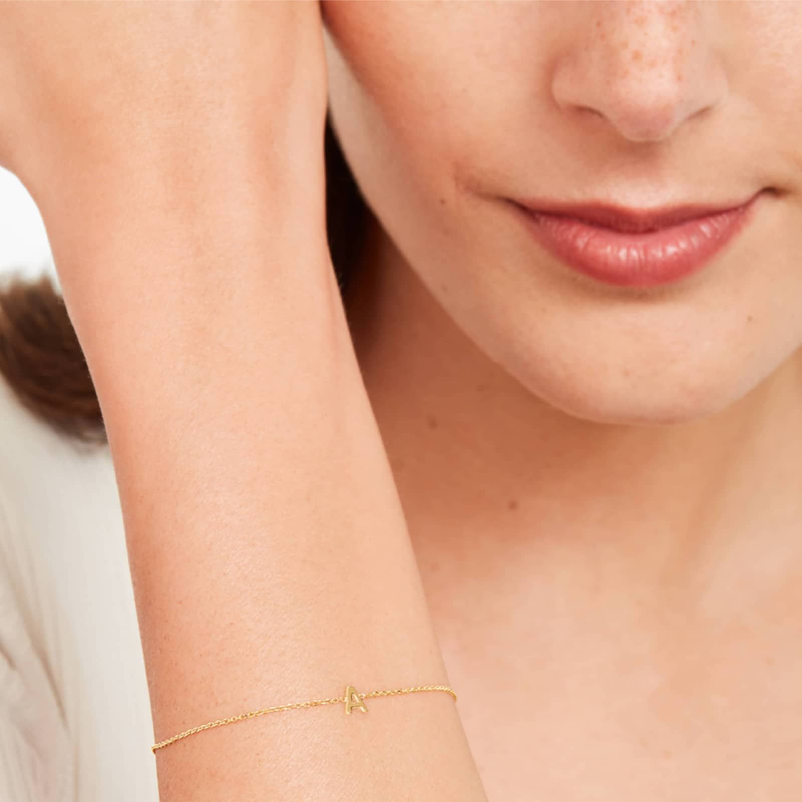 Mini Initial A Bracelet In 14K Yellow Gold