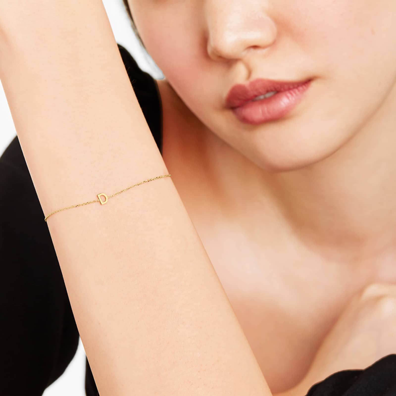 Mini Initial D Bracelet In 14K Yellow Gold