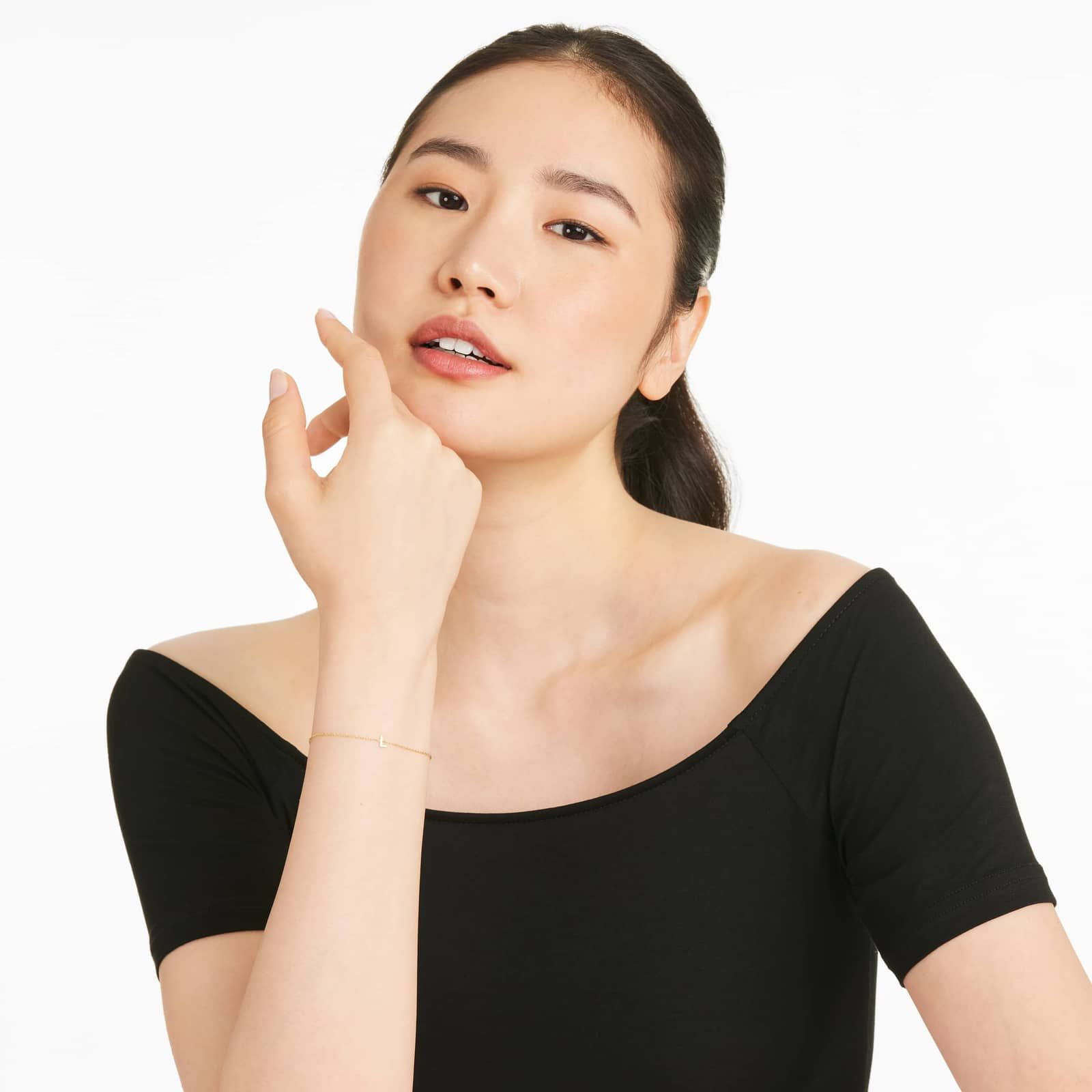 Mini Initial L Bracelet In 14K Yellow Gold