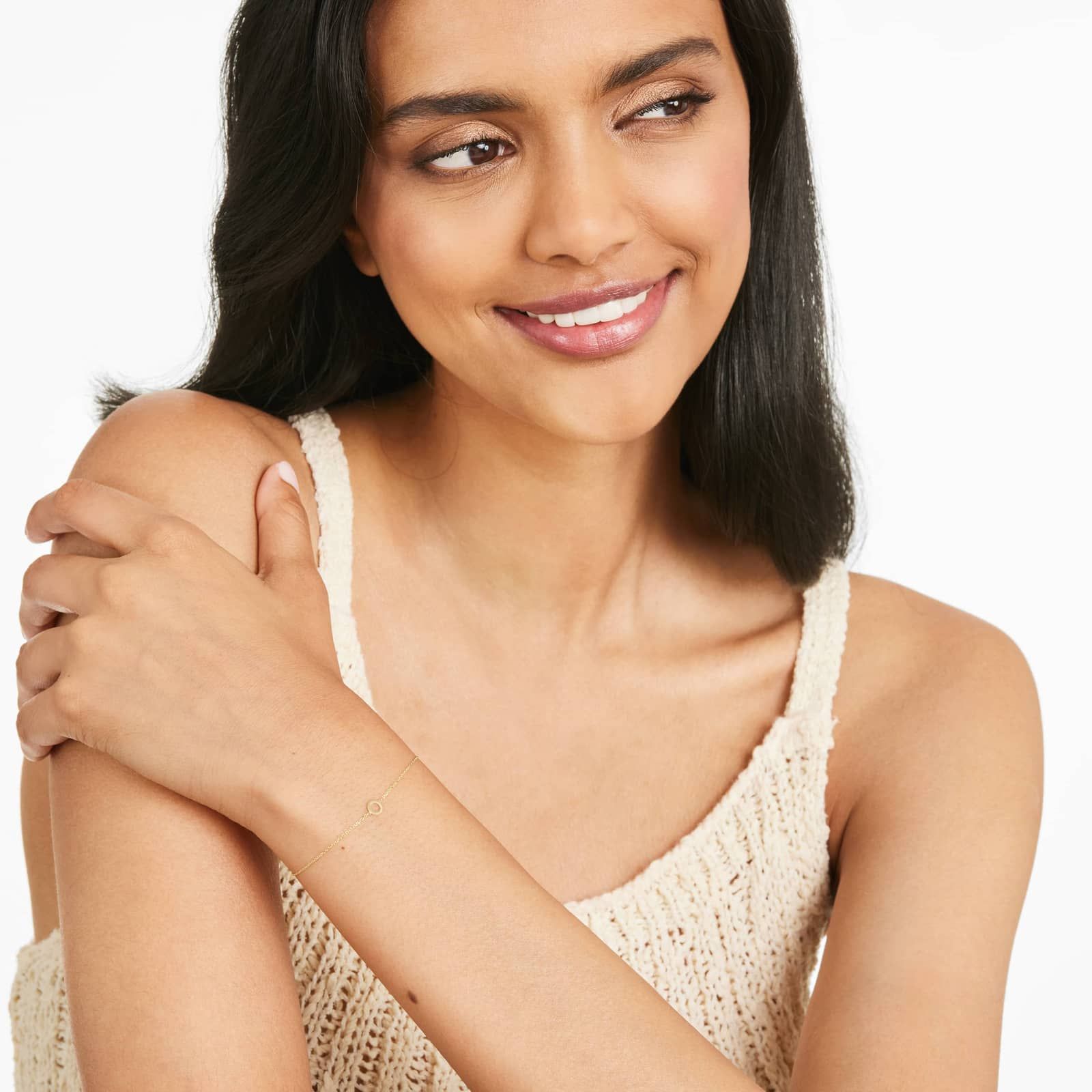 Mini Initial O Bracelet In 14K Yellow Gold