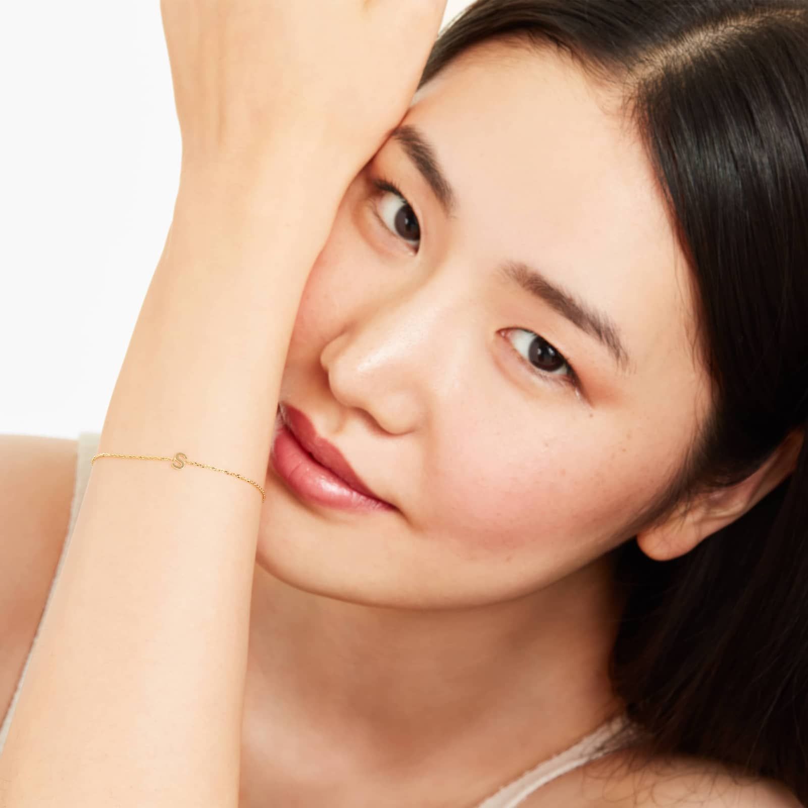 Mini Initial S Bracelet In 14K Yellow Gold