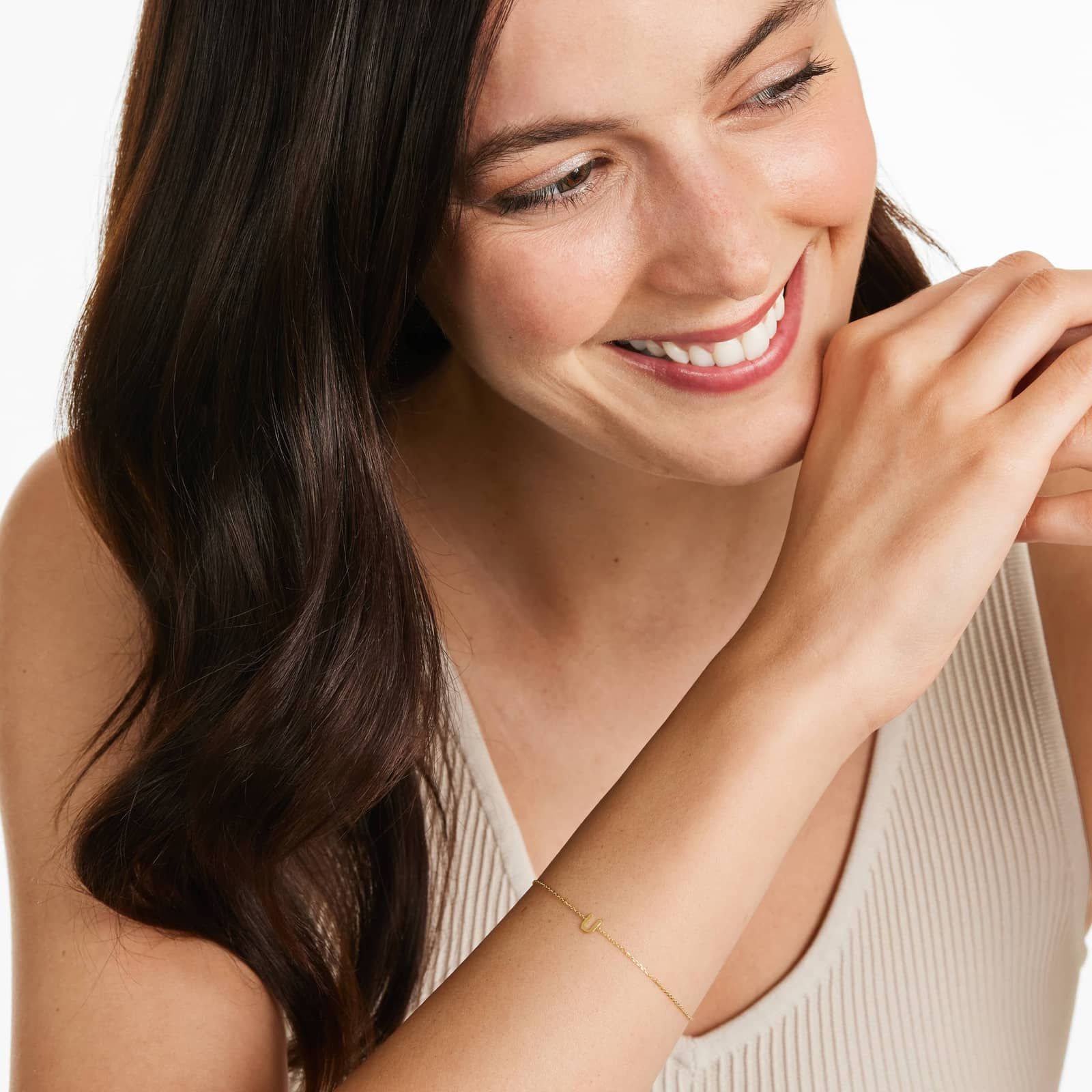 Mini Initial U Bracelet In 14K Yellow Gold