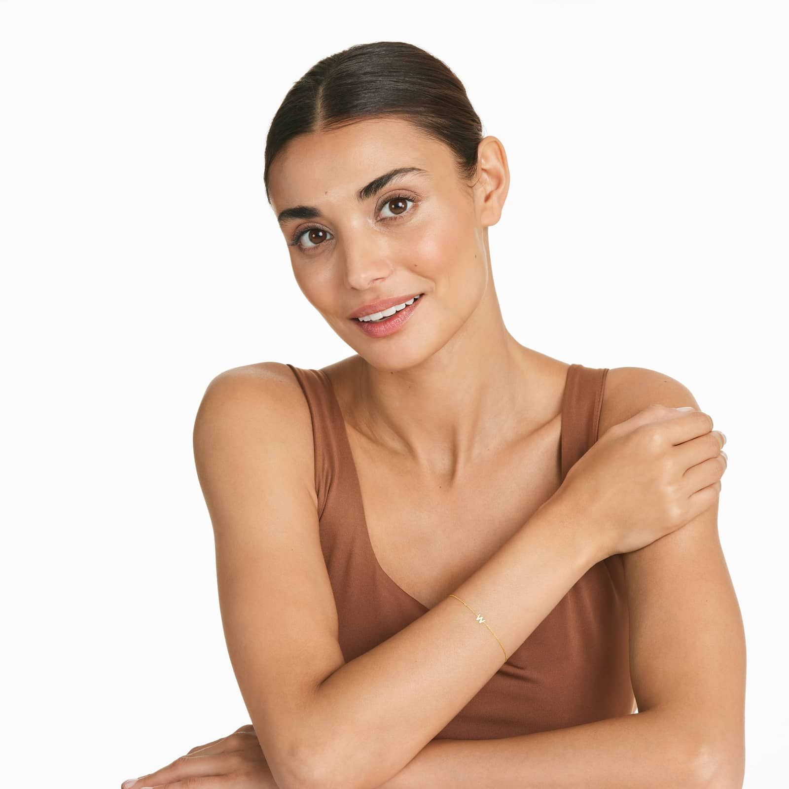 Mini Initial W Bracelet In 14K Yellow Gold