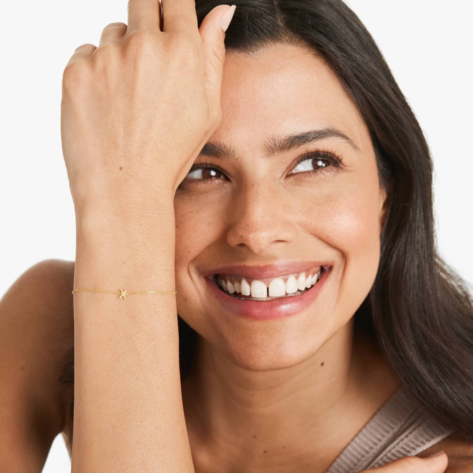 Mini Initial X Bracelet In 14K Yellow Gold