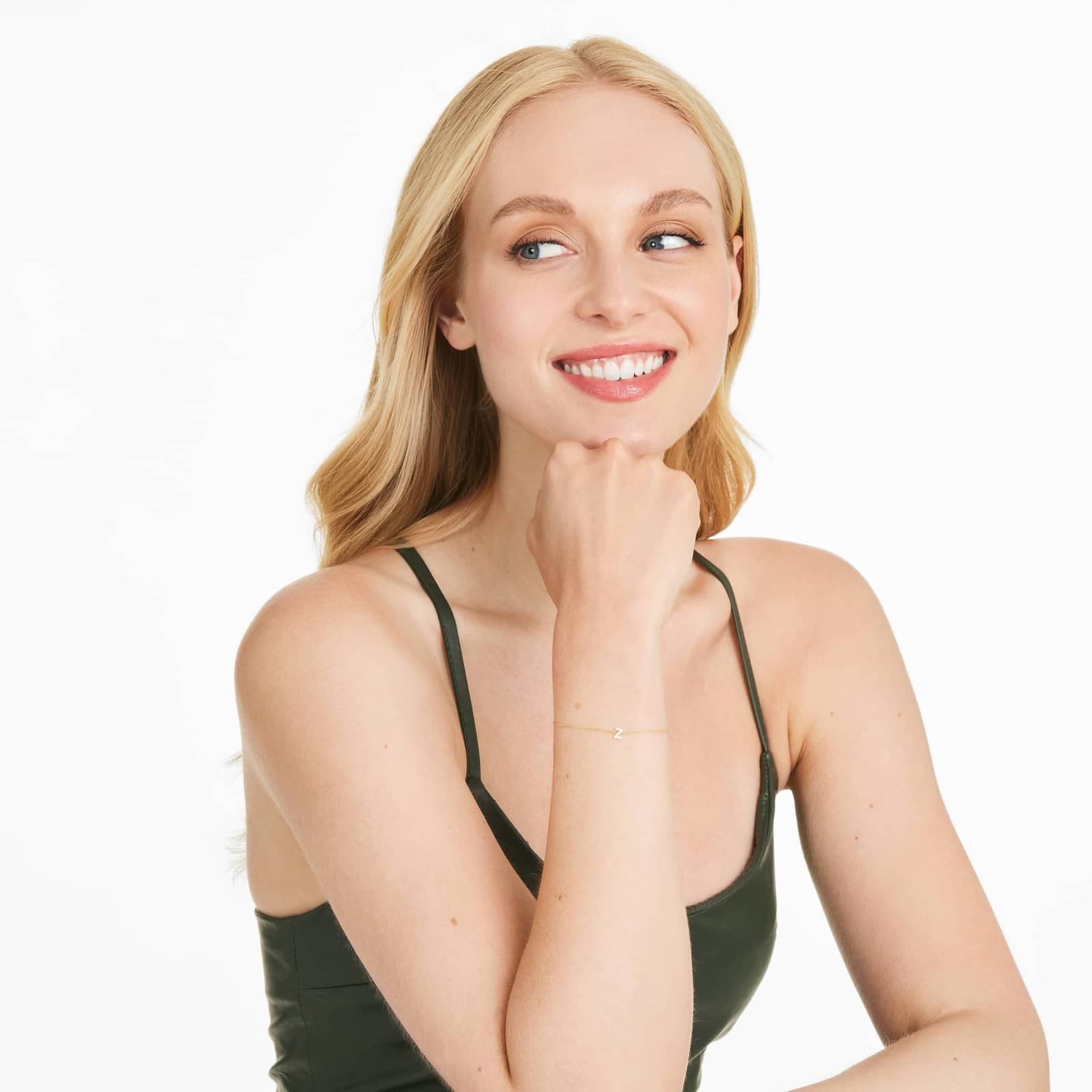 Mini Initial Z Bracelet In 14K Yellow Gold