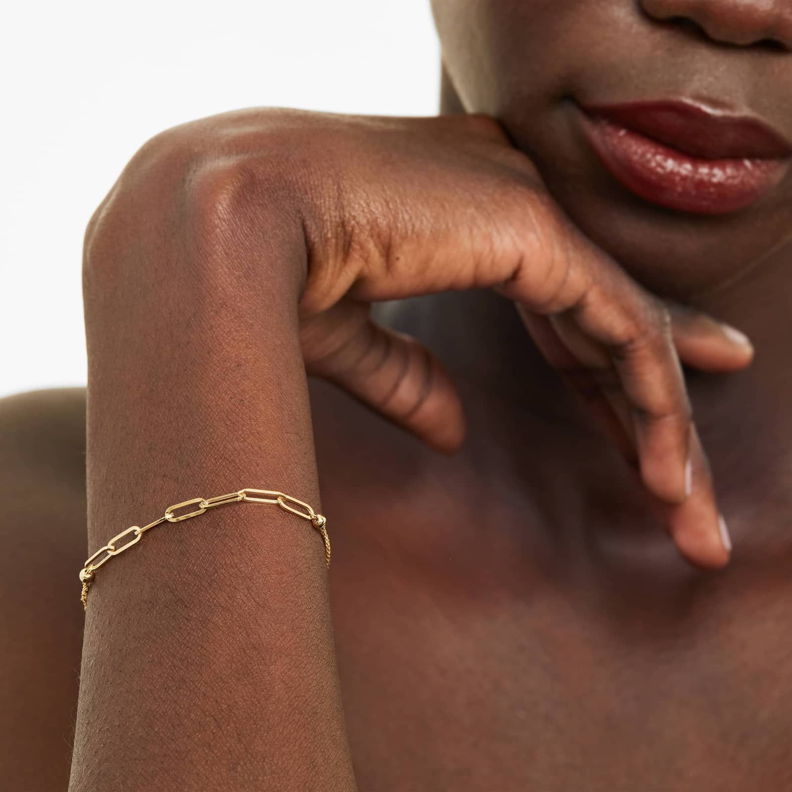Paperclip Bolo Bracelet In 14K Yellow Gold