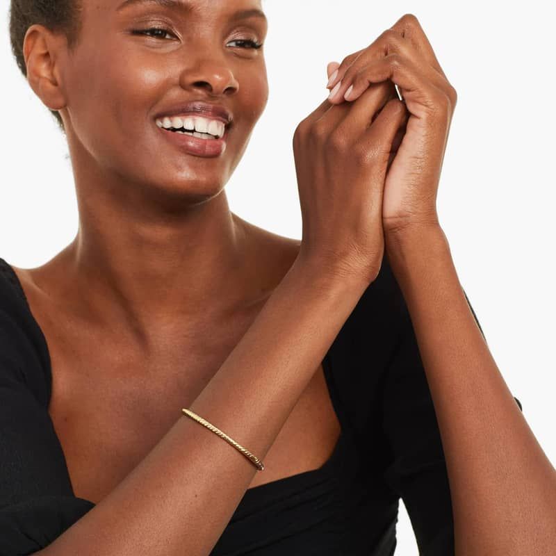 Sculpted Twist Bangle In 14K Yellow Gold