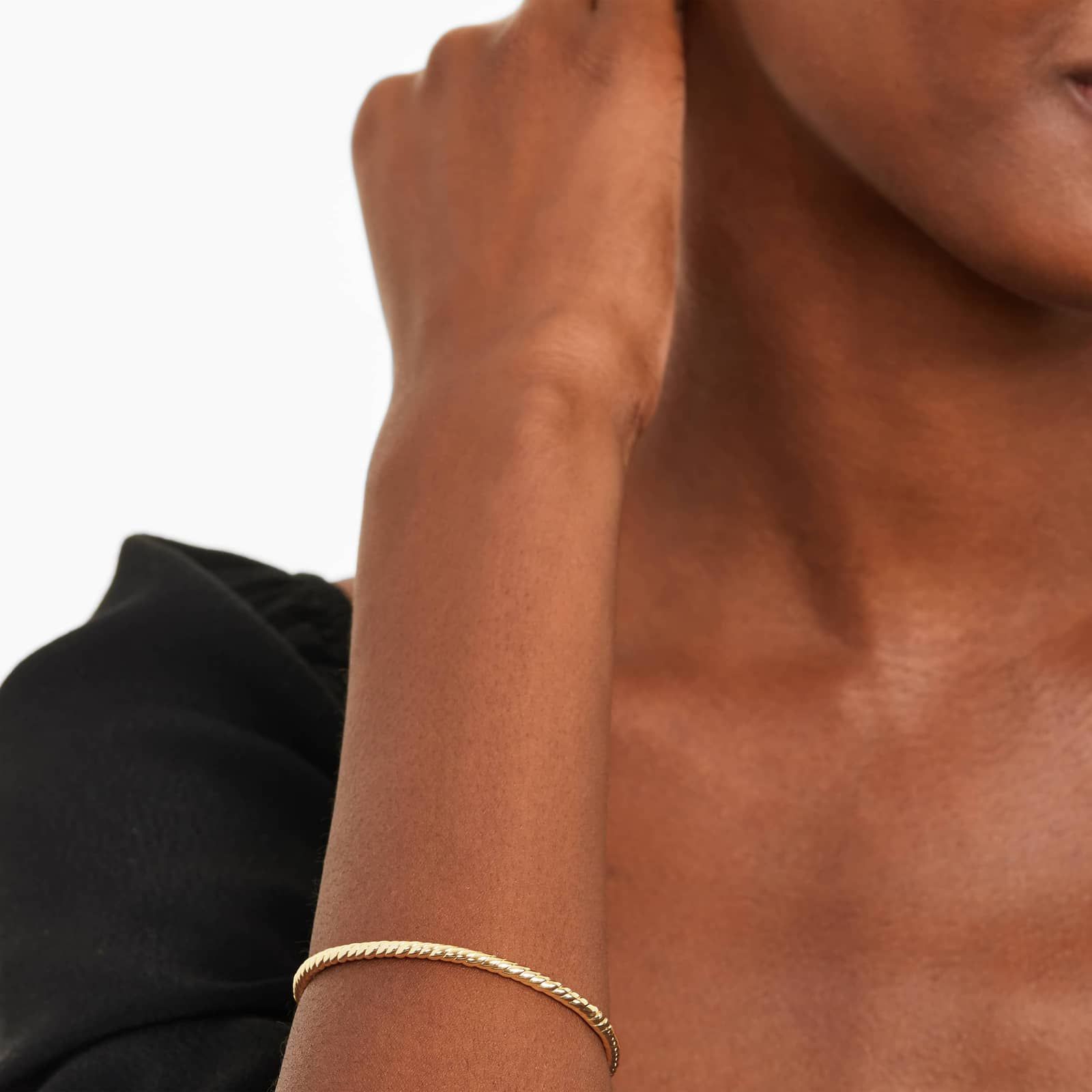 Sculpted Twist Bangle In 14K Yellow Gold