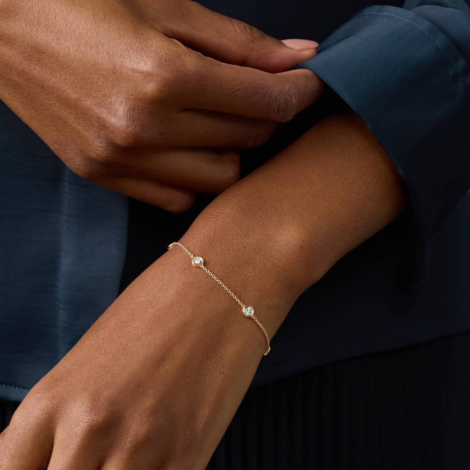 Five-Stone Lab-Grown Diamond Bracelet in 14K Yellow Gold (1/2 ct. tw.)