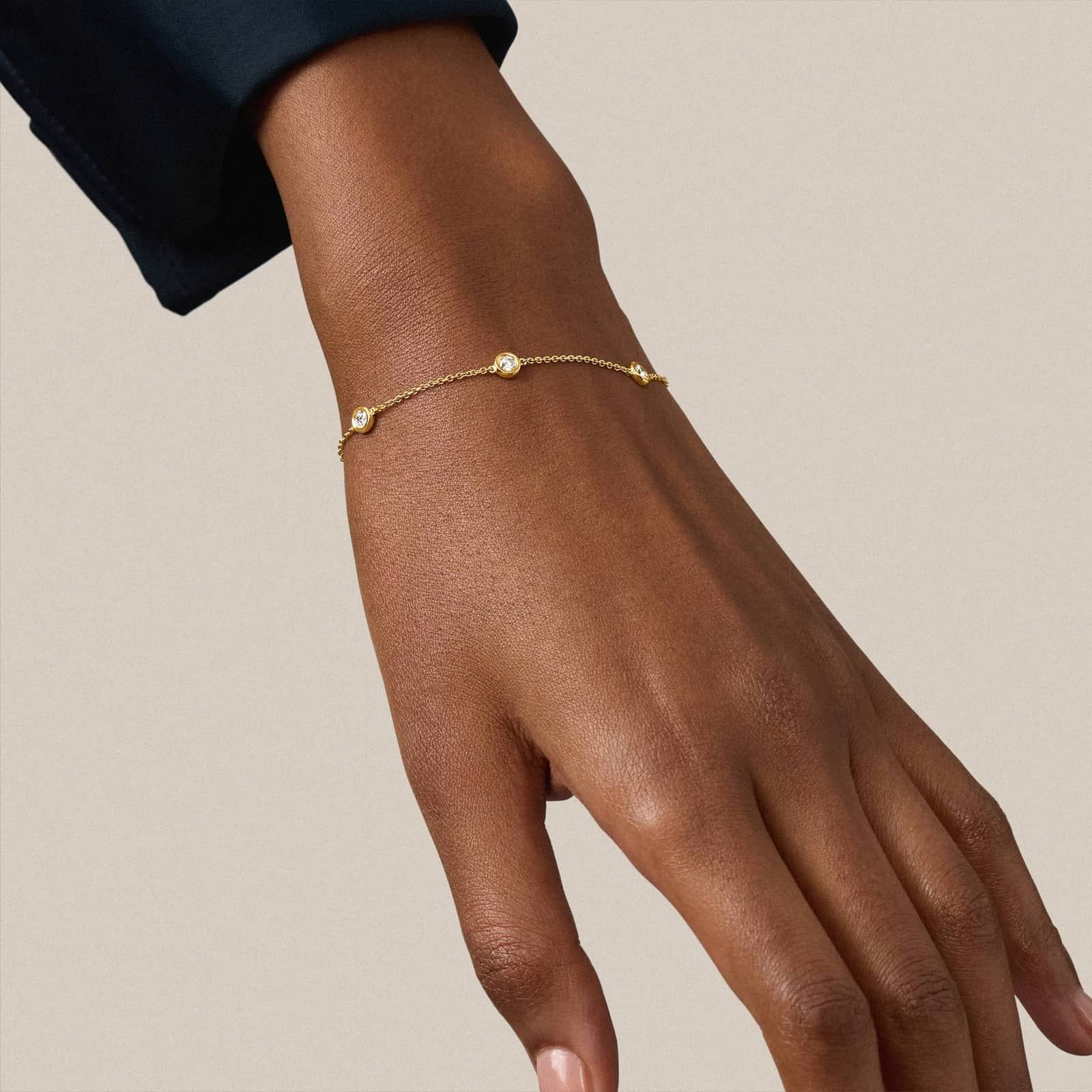 Five-Stone Lab-Grown Diamond Bracelet in 14K Yellow Gold (1/2 ct. tw.)