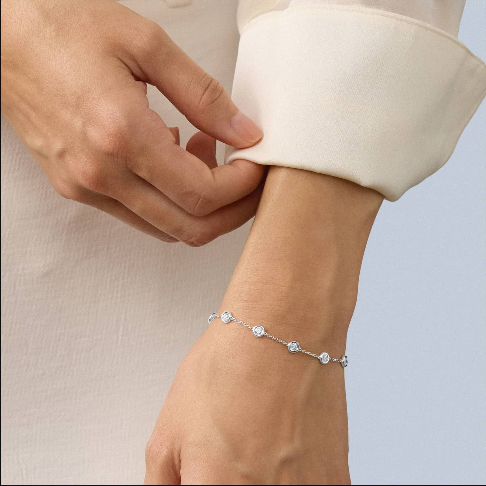Ten-Stone Lab-Grown Diamond Bracelet in 14K White Gold (1 ct. tw.)