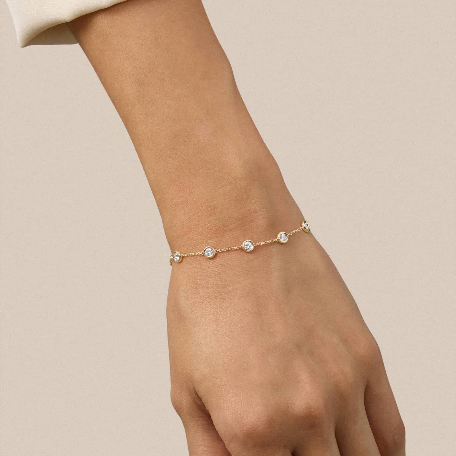 Ten-Stone Lab-Grown Diamond Bracelet in 14K Yellow Gold (1 ct. tw.)