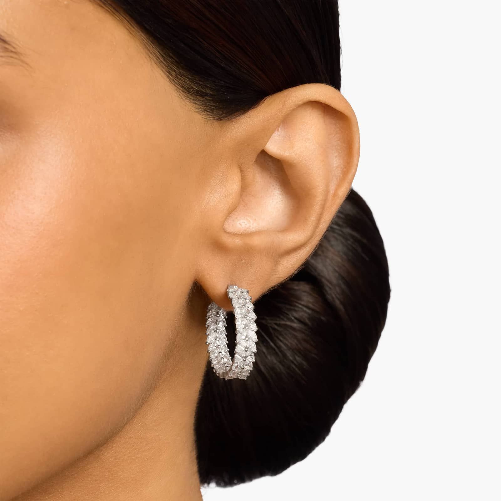 2 Column Marquise Diamond Hoop Earrings in 14k White Gold (4 3/4 ct. tw.)