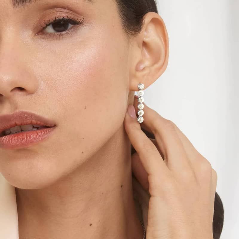 Illusion Drop Earrings With Lab-Grown Diamonds In 14K White Gold