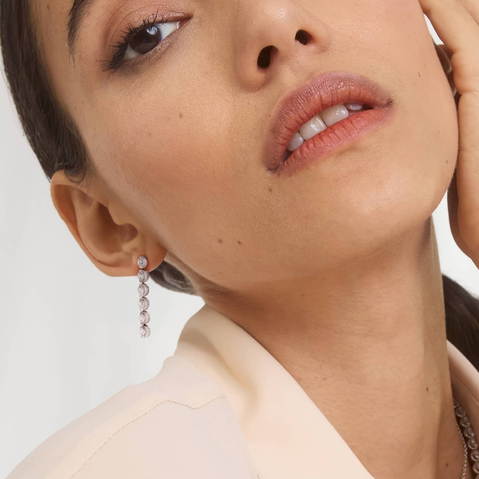 Illusion Drop Earrings With Lab-Grown Diamonds In 14K White Gold