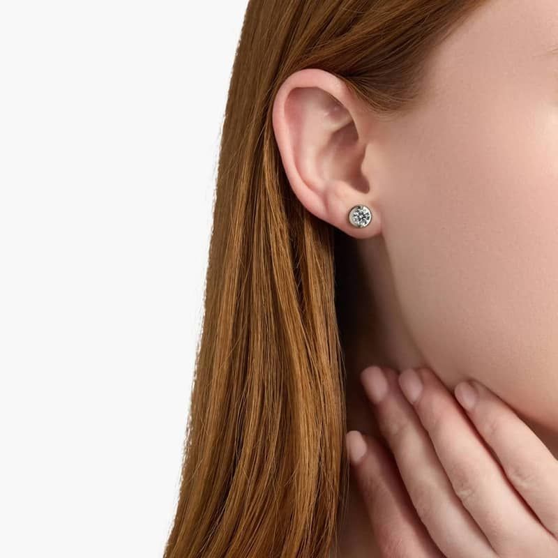 Illusion Stud Earrings With Lab-Grown Diamonds In 14K White Gold