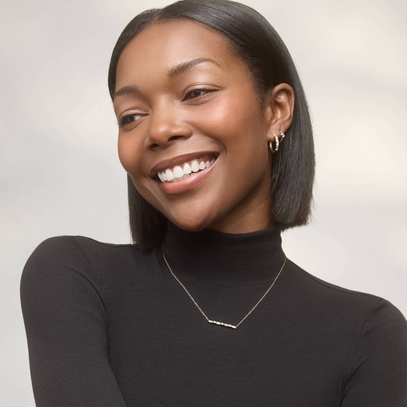 Diamond Hoop Earrings With 1 CTW Round And Baguette Cut Lab-Grown Diamonds in 14K White Gold