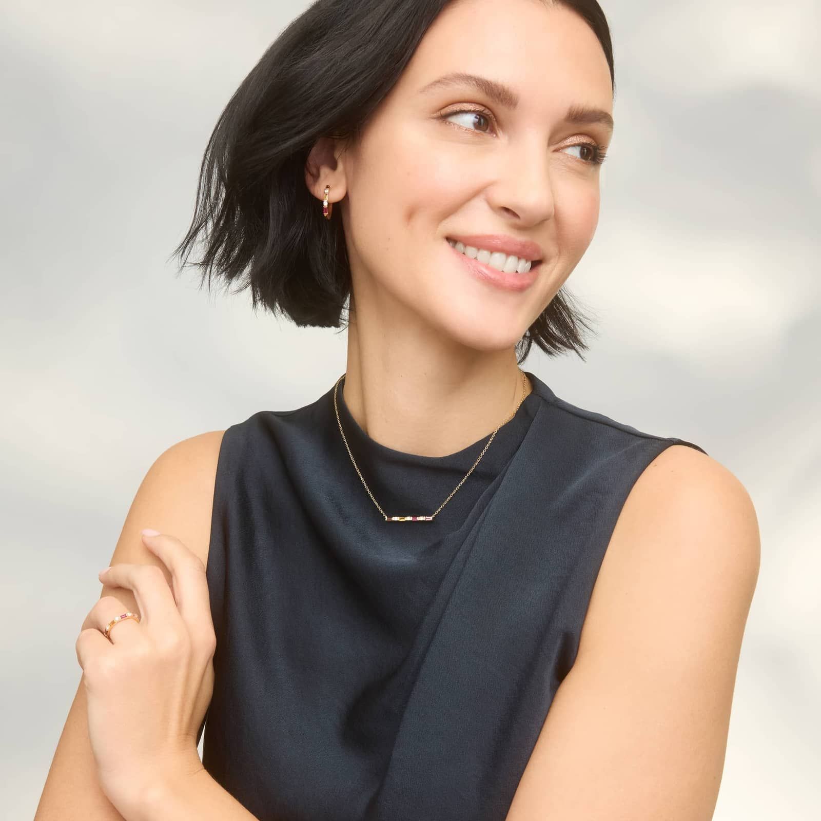 Personalized Baguette Cut Single Birthstone Hoop Earrings With Lab-Grown Diamonds In 14K Yellow Gold