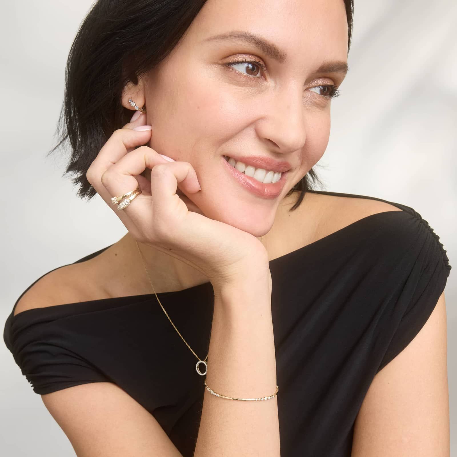 Alternating Two Toned Diamond Hoop Earrings with 0.5 CTW Round and Oval Cut Lab-Grown Diamonds in 14K White & Yellow Gold