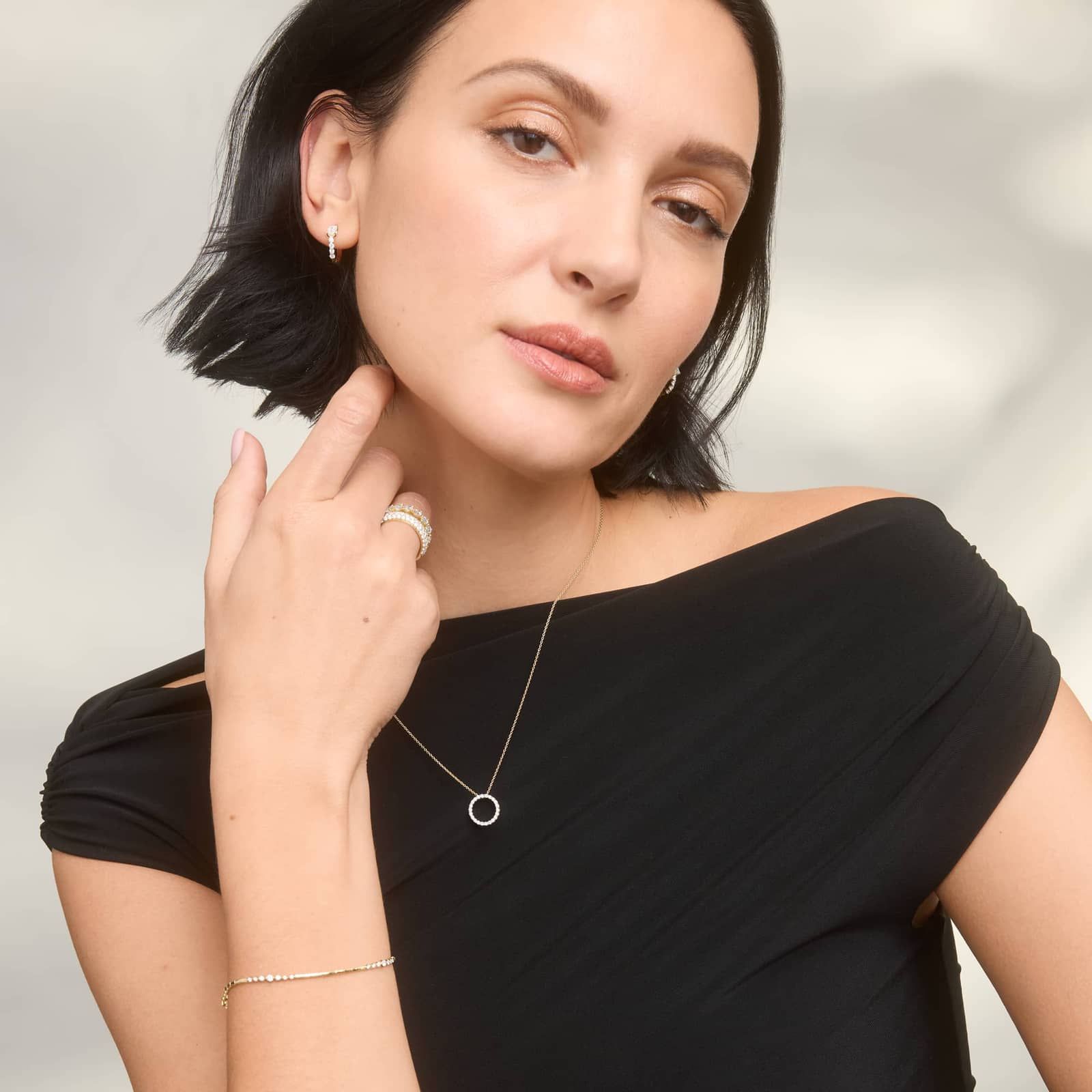 Emerald Cut Center Diamond Huggie Earrings with 1 CTW Round and Emerald Cut Lab-Grown Diamonds in 14K Yellow Gold