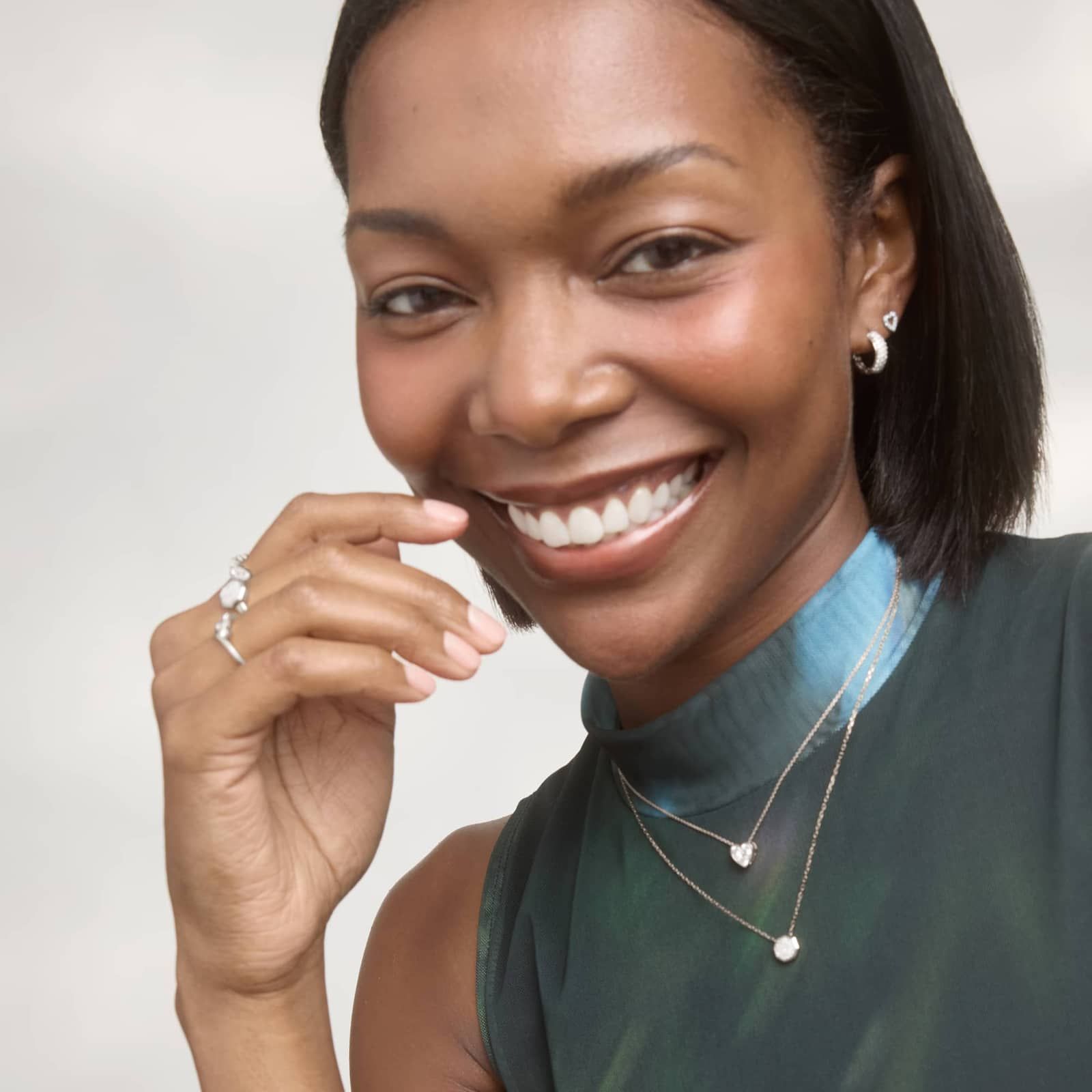 Three Row Diamond Hoop Earrings with 0.5 CTW Round Cut Lab-Grown Diamonds in 14K White Gold