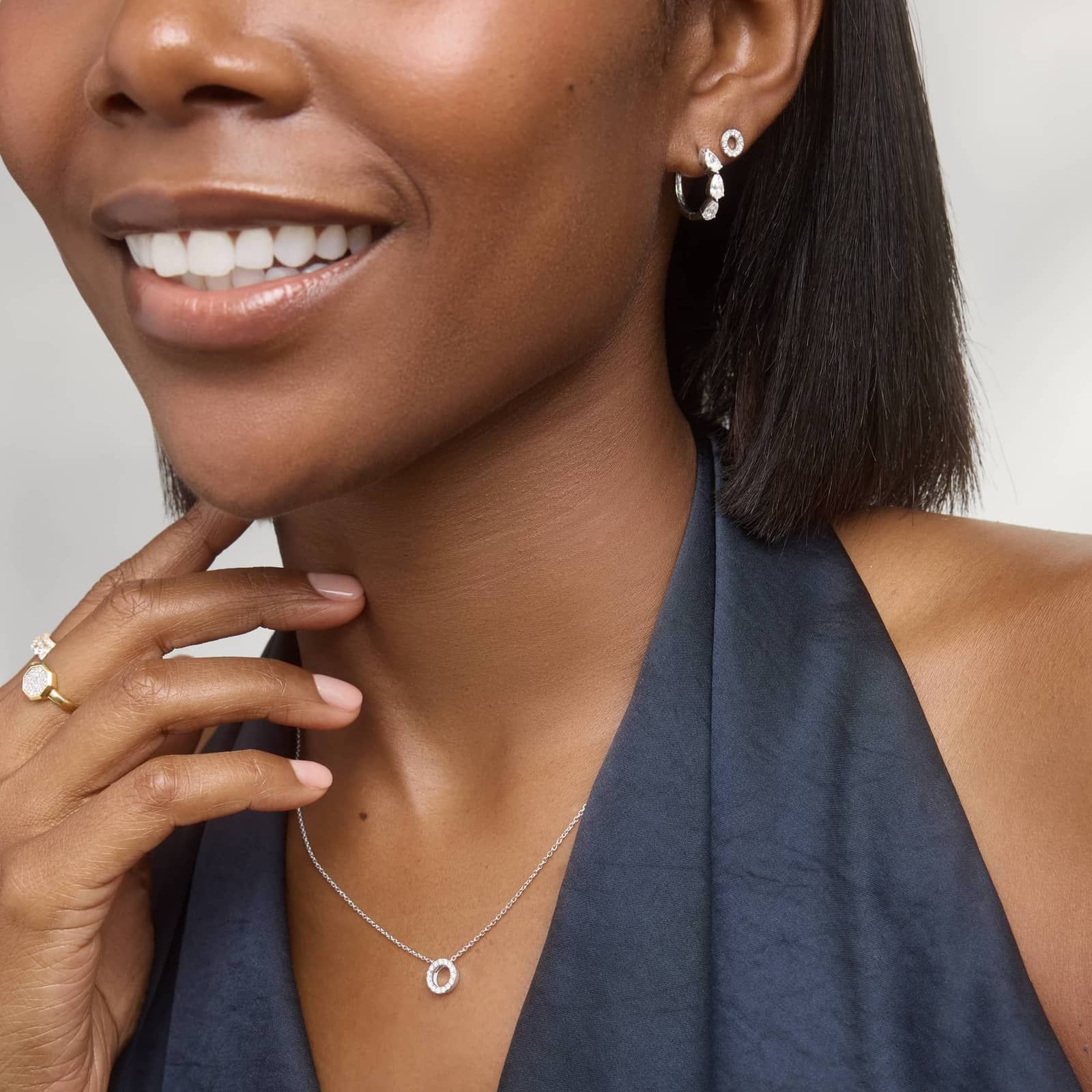 Two-Tone Circle Diamond Stud Earrings with 0.2 CTW Round Cut Lab-Grown Diamonds in 14K White & Yellow Gold