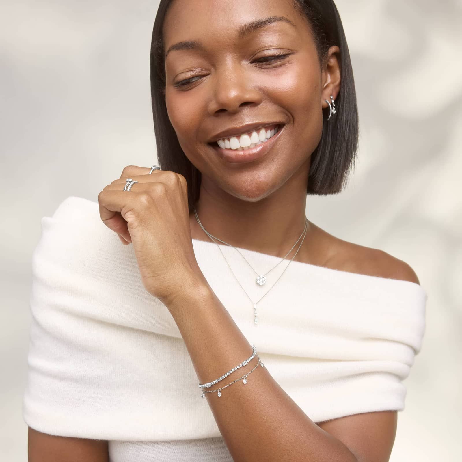 Diamond Drop Earrings with 0.5 CTW Round and Pear Shaped Lab-Grown Diamonds in 14K White Gold Bezel Setting