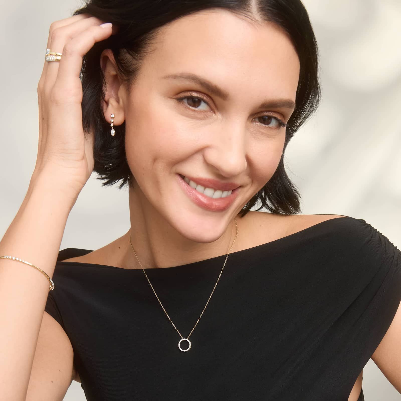 Diamond Drop Earrings with 0.5 CTW Round and Marquise Cut Lab-Grown Diamonds in 14K Yellow Gold Bezel Setting