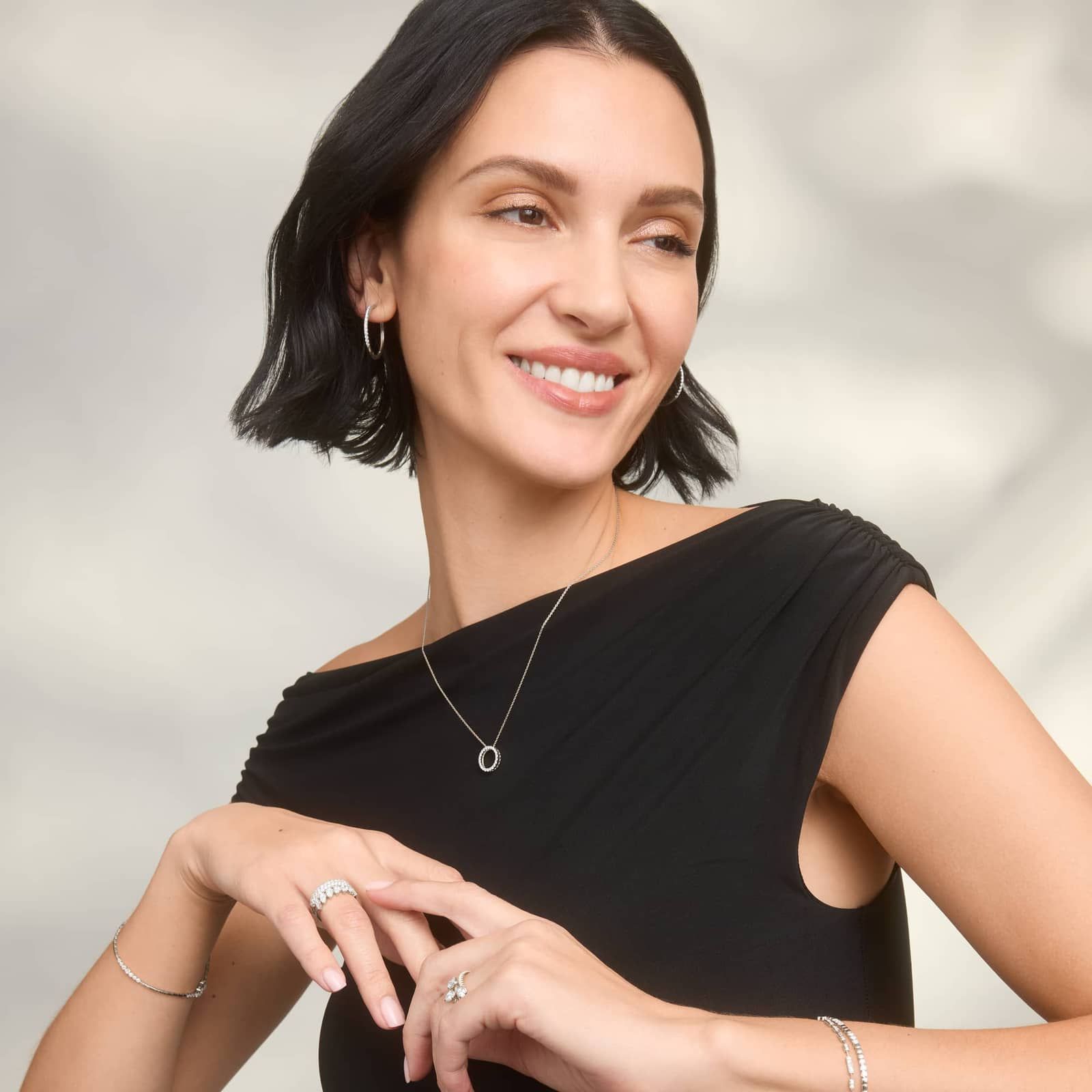 Diamond Hoop Earrings with 0.5 CTW Round Cut Lab-Grown Diamonds in 14K White Gold