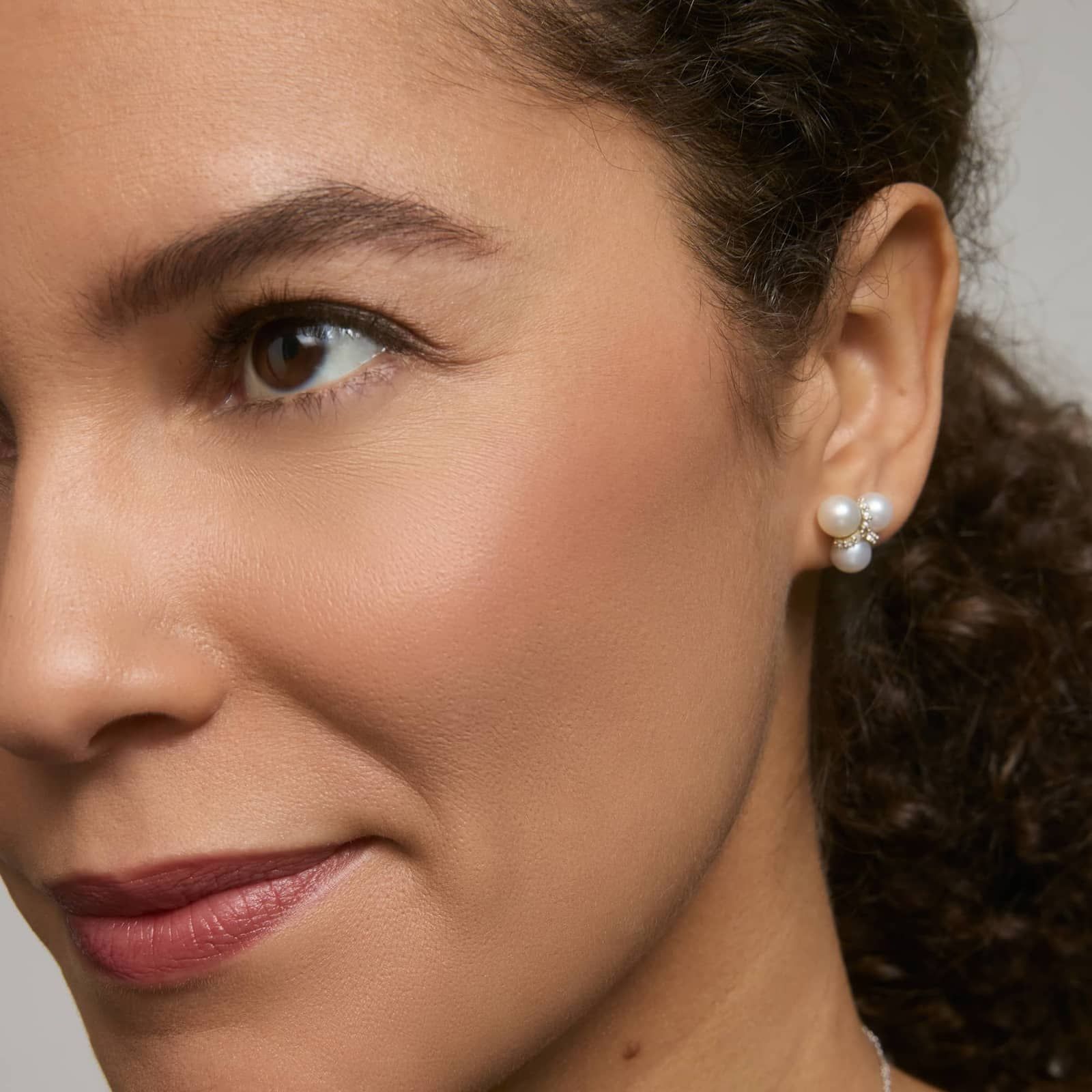 Pearl Trio Stud Earrings in 14K Yellow Gold