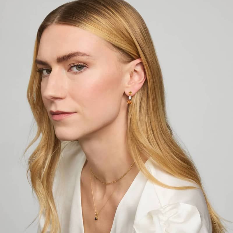 Citrine and White Topaz Drop Earrings in Sterling Silver