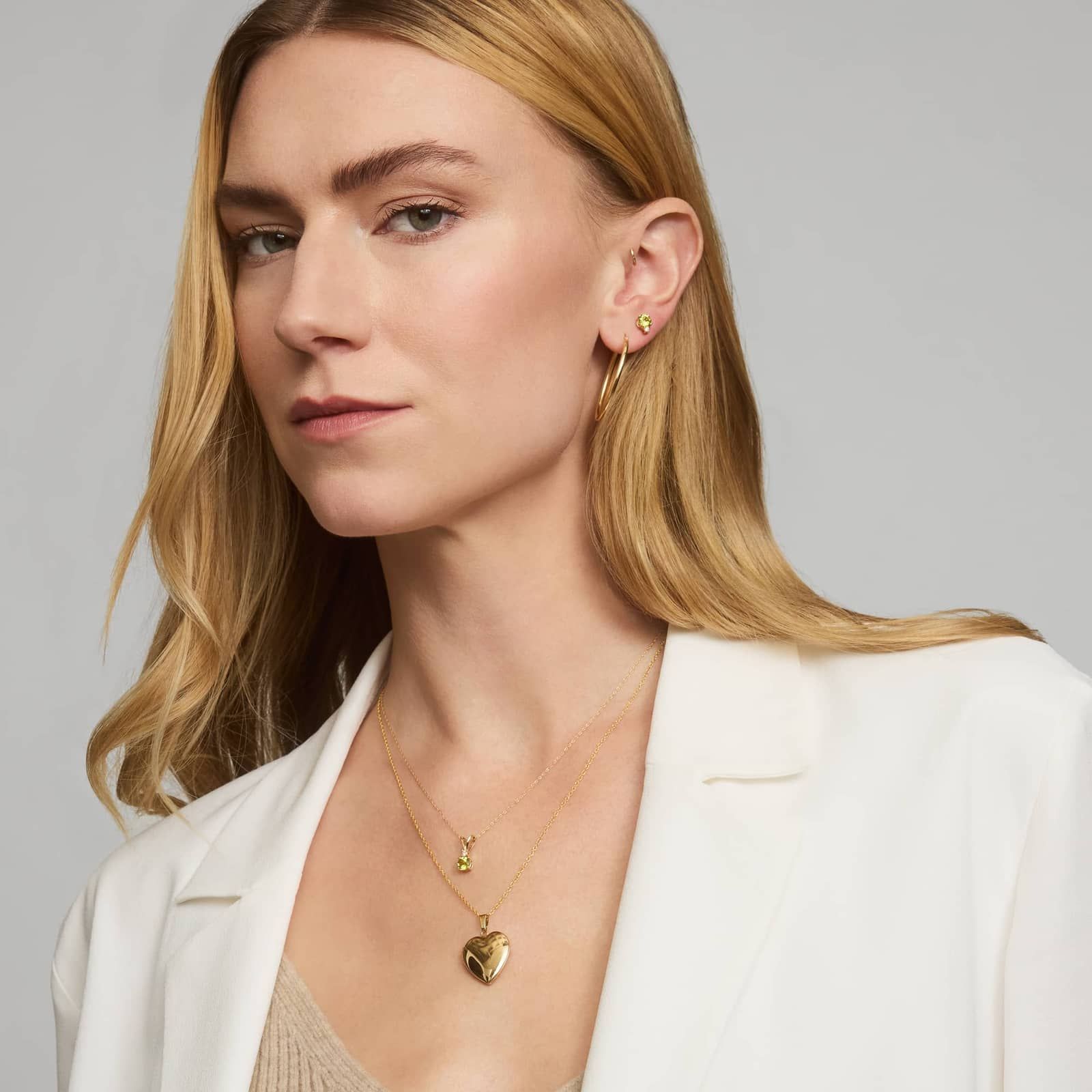 Peridot Stud Earrings with Diamond Accent in 14K Yellow Gold