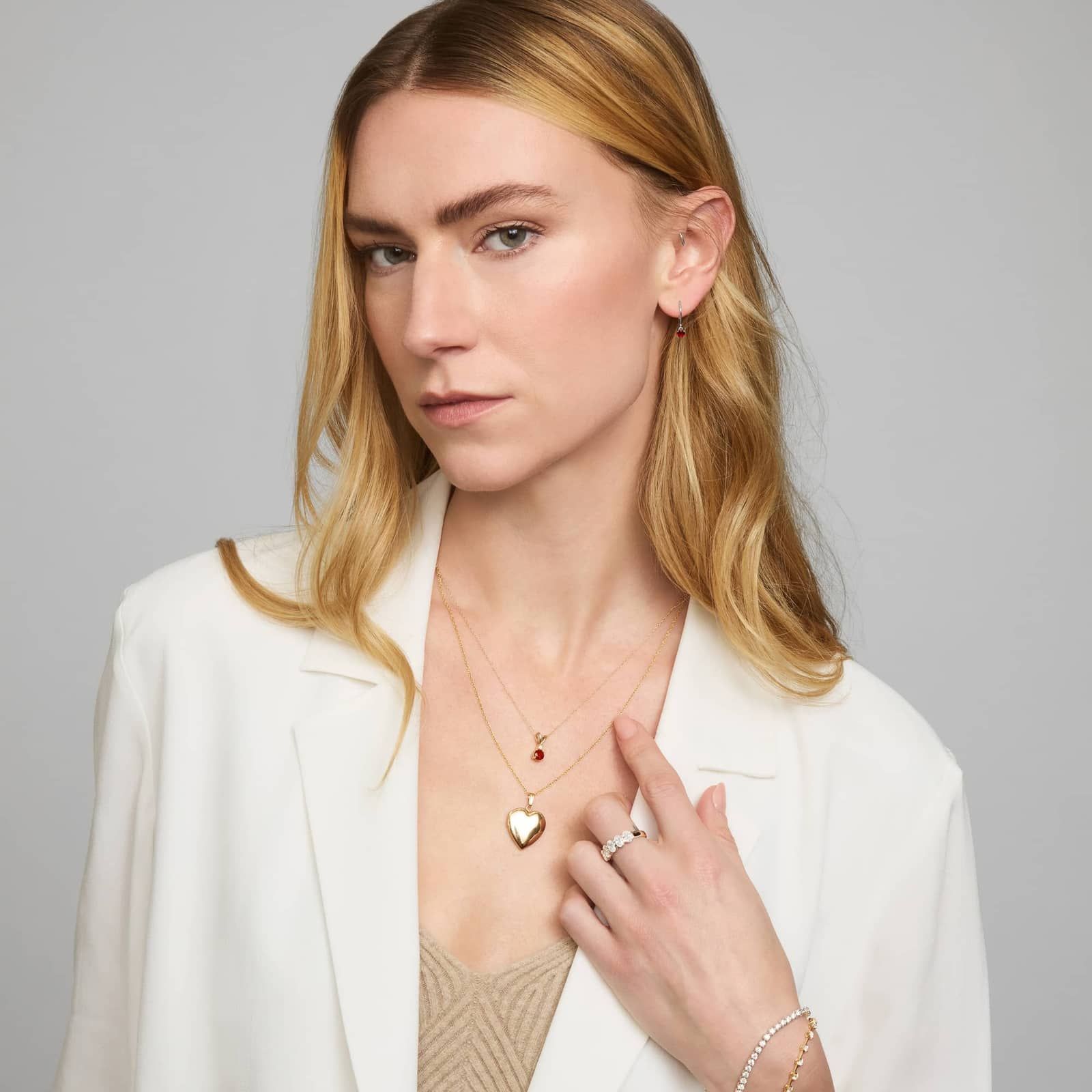 Garnet Leverback Earrings in 14K White Gold