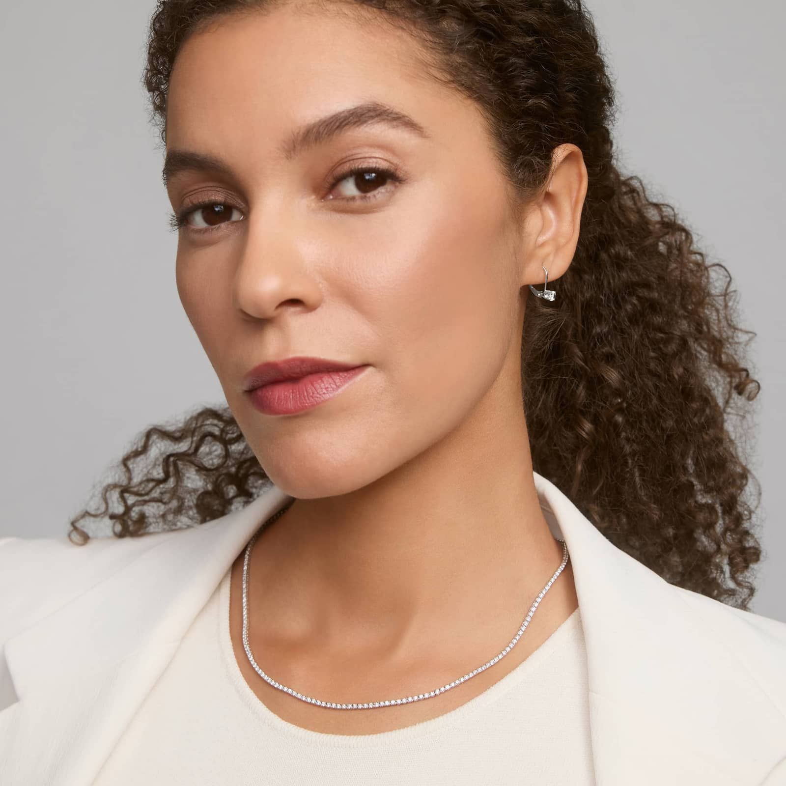 White Topaz Leverback Earrings in 14K White Gold