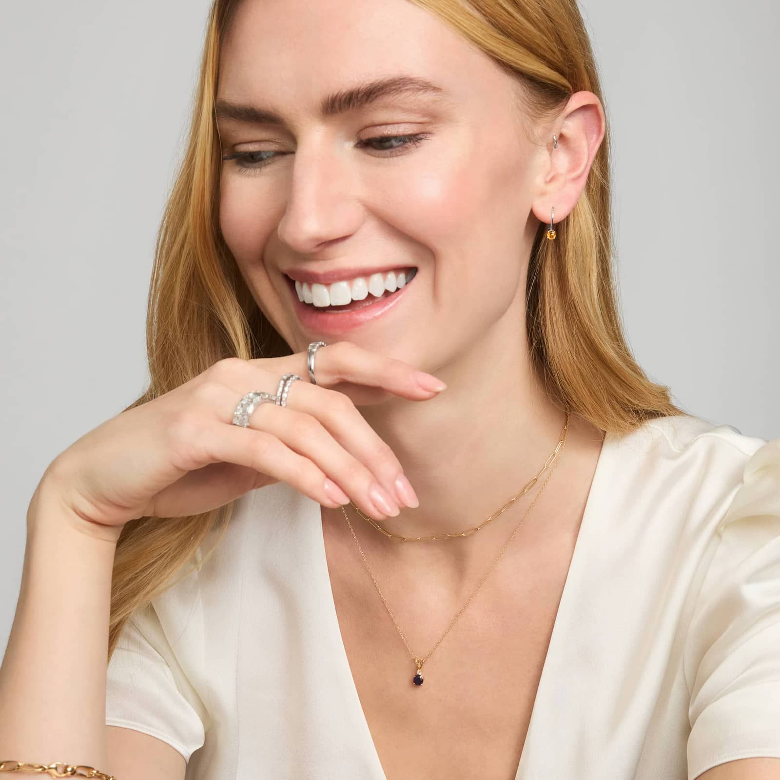 Citrine Leverback Earrings in 14K White Gold