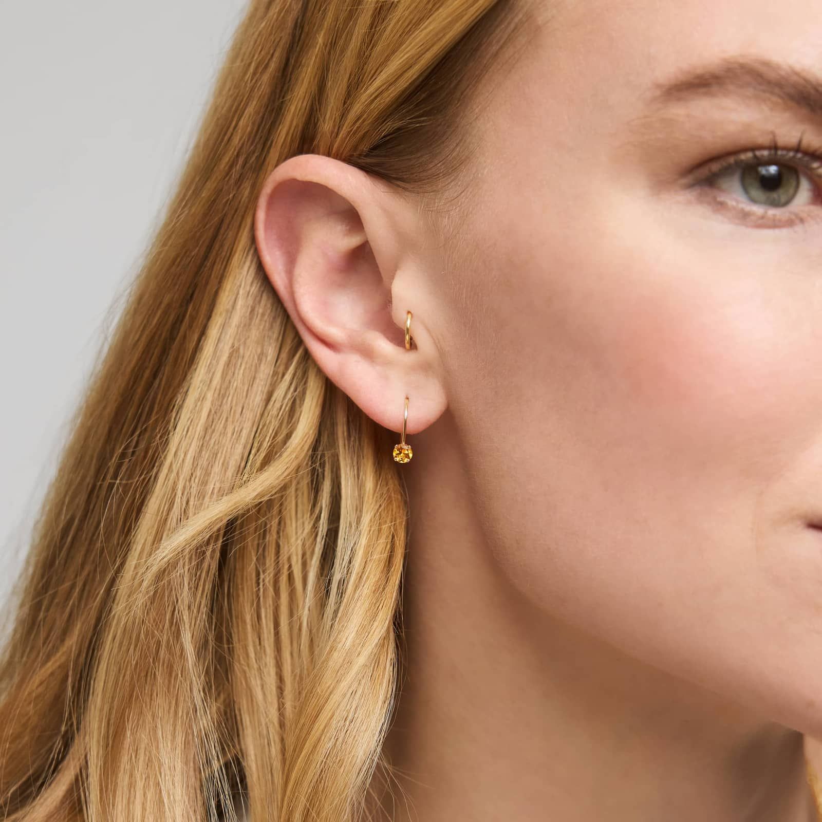 Citrine Leverback Earrings in 14K Yellow Gold